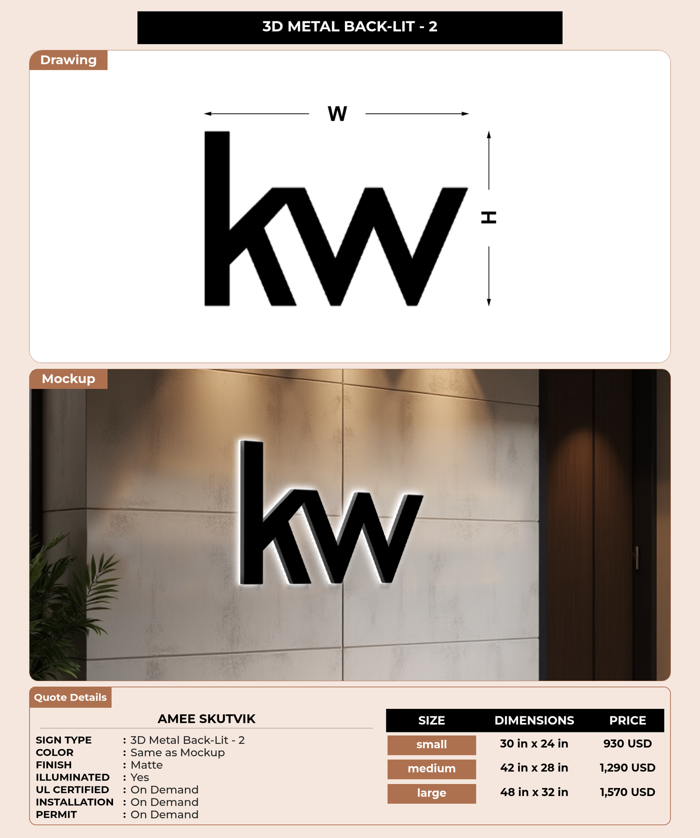 CUSTOM MOCKUP SIGN FOR Amee Skutvik