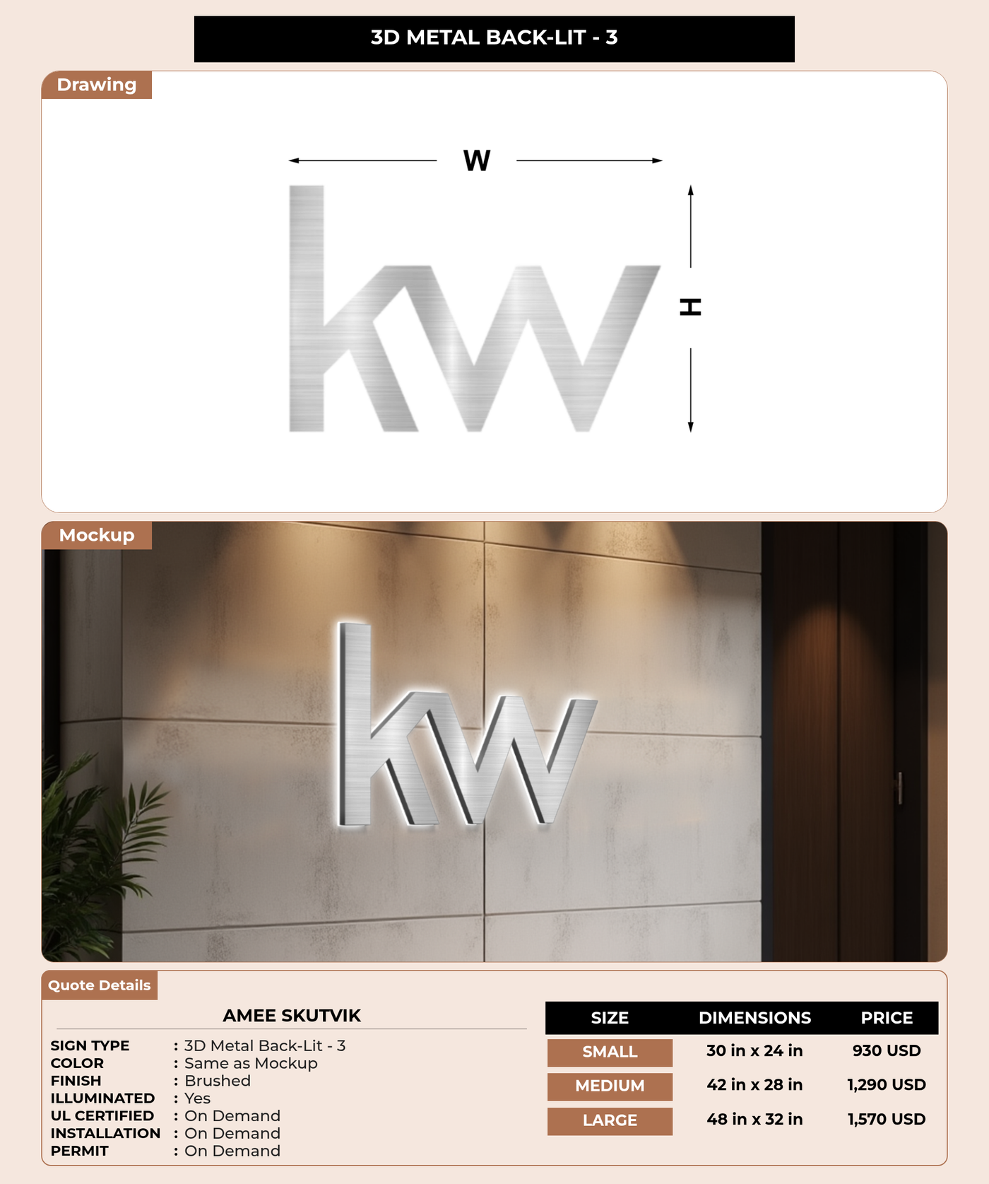CUSTOM MOCKUP SIGN FOR Amee Skutvik