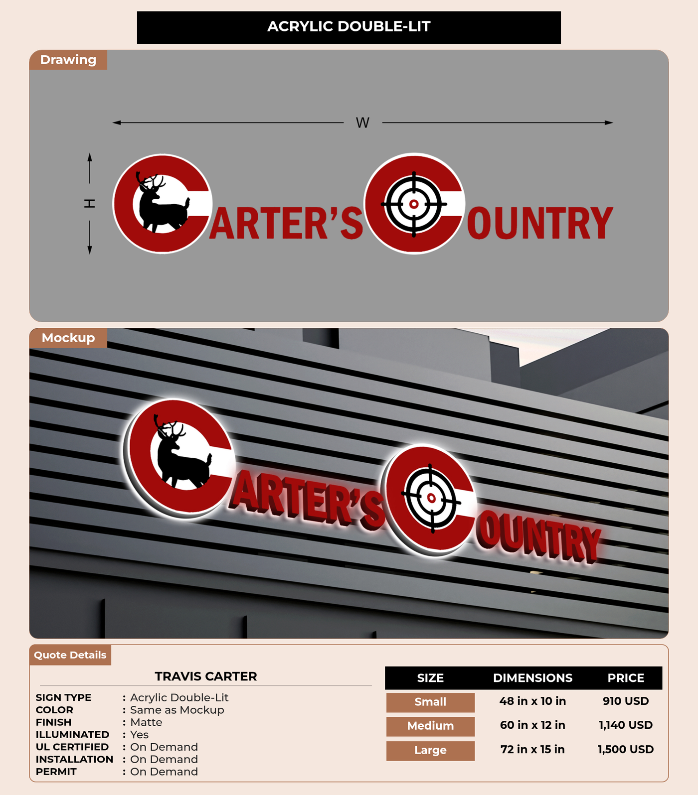 CUSTOM MOCKUP SIGN FOR Travis Carter