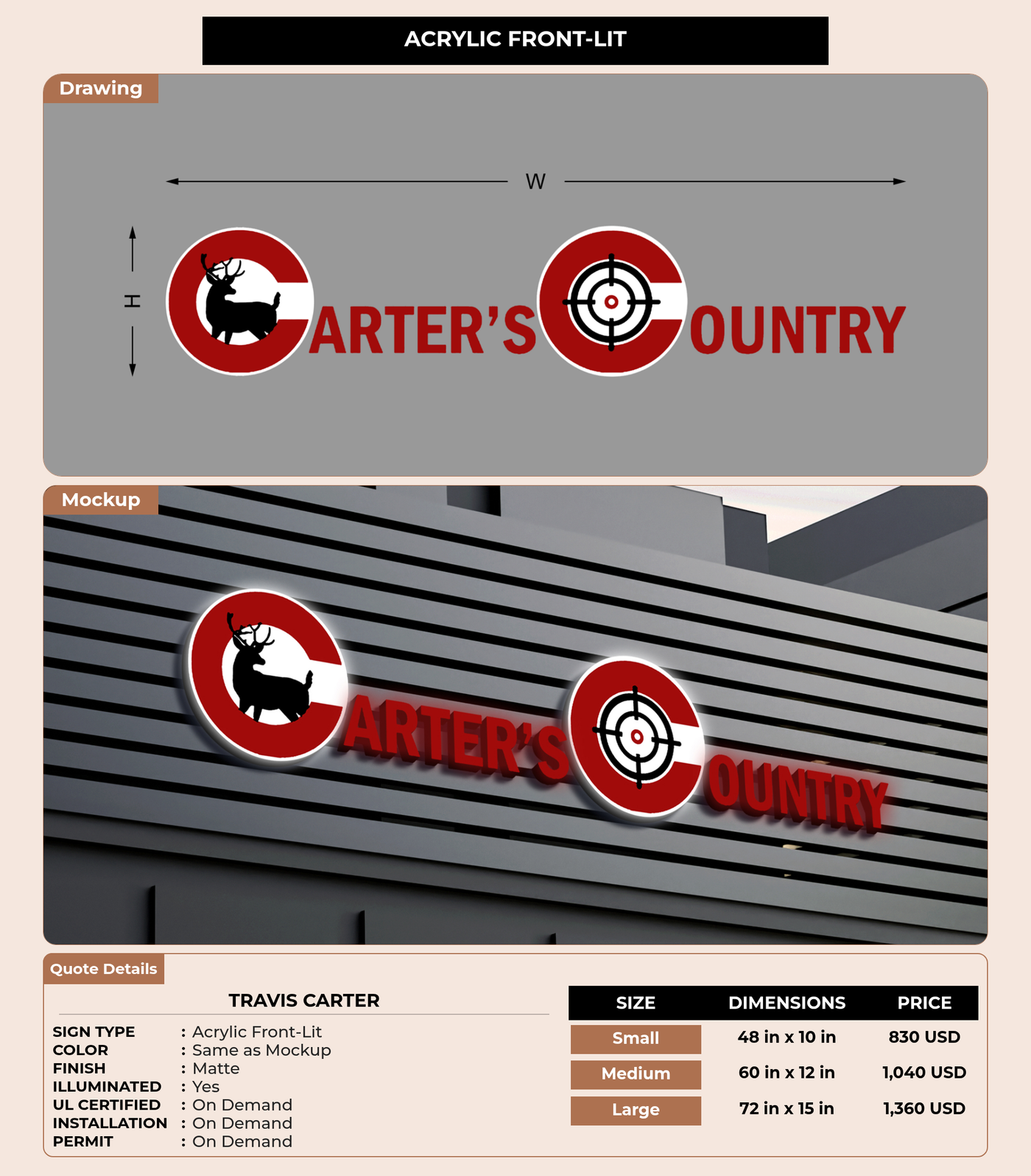 CUSTOM MOCKUP SIGN FOR Travis Carter