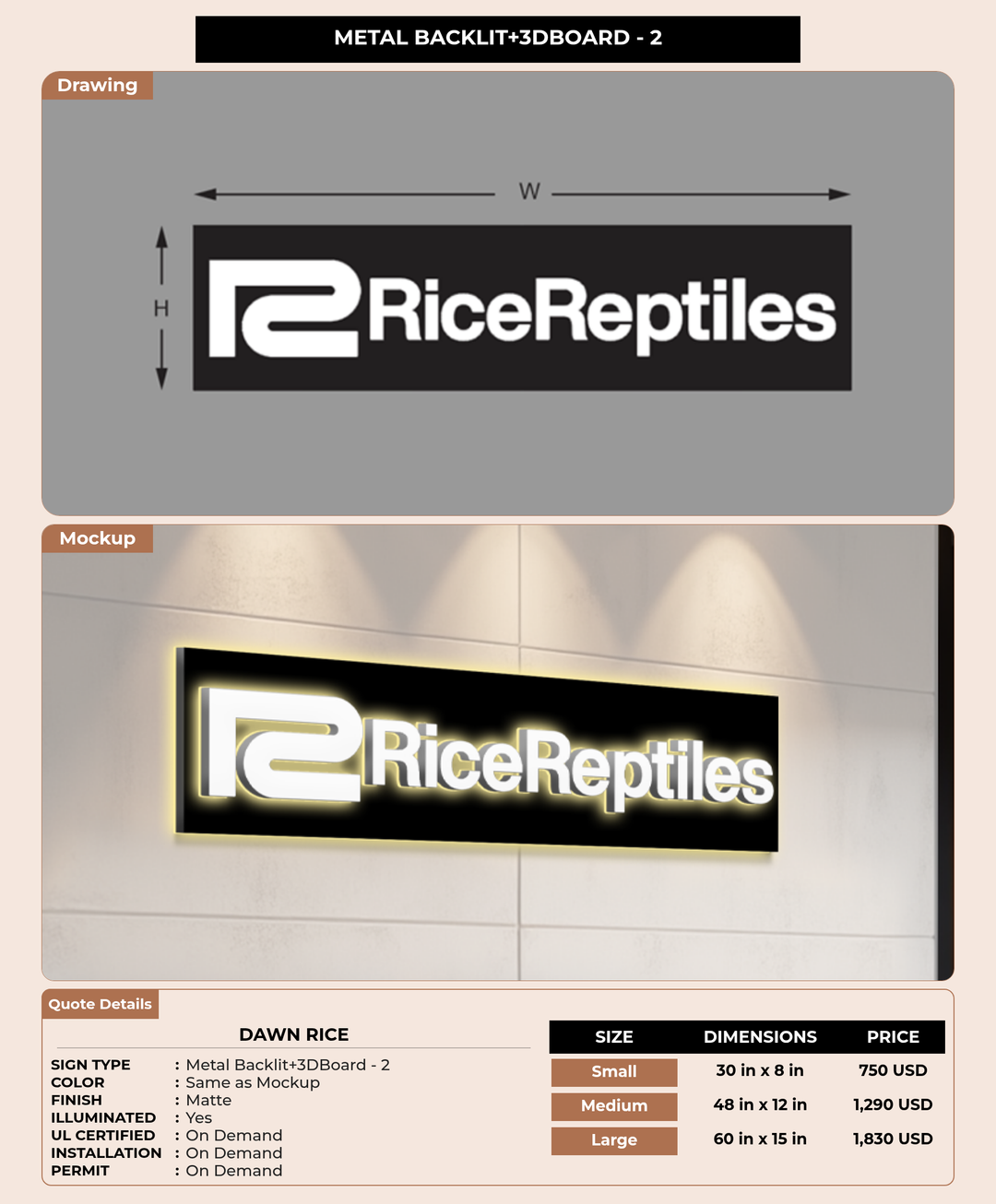 50% DEPOSIT LINK FOR Dawn Rice