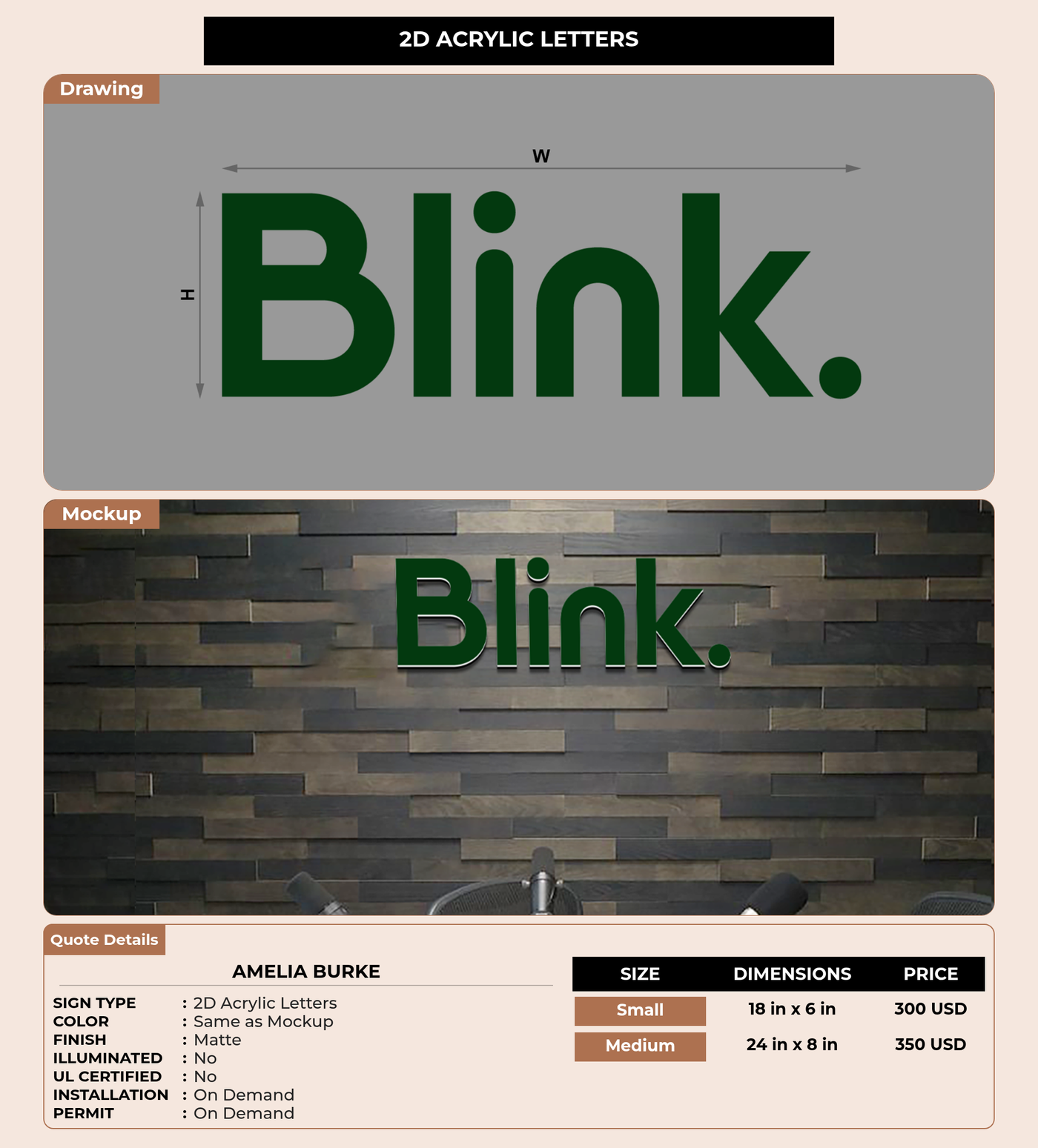 CUSTOM MOCKUP SIGN FOR Amelia Burke