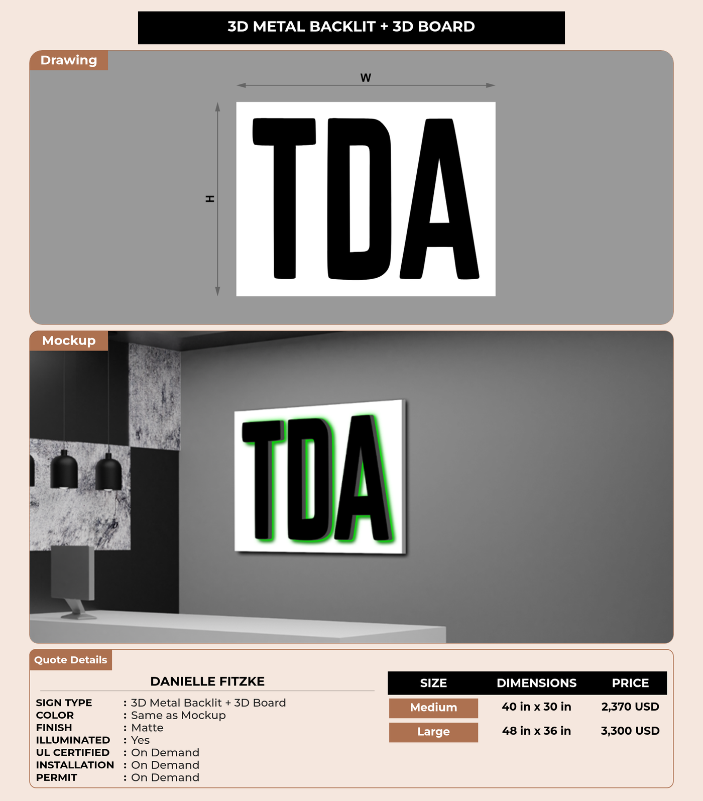 CUSTOM MOCKUP SIGN FOR Danielle Fitzke