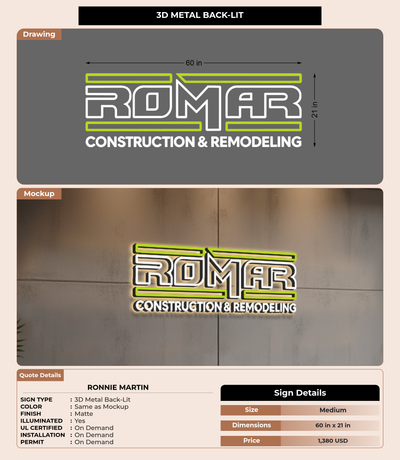 CUSTOM MOCKUP SIGN FOR Ronnie Martin