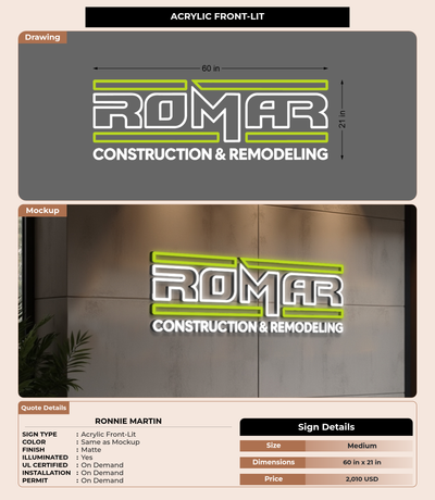 CUSTOM MOCKUP SIGN FOR Ronnie Martin