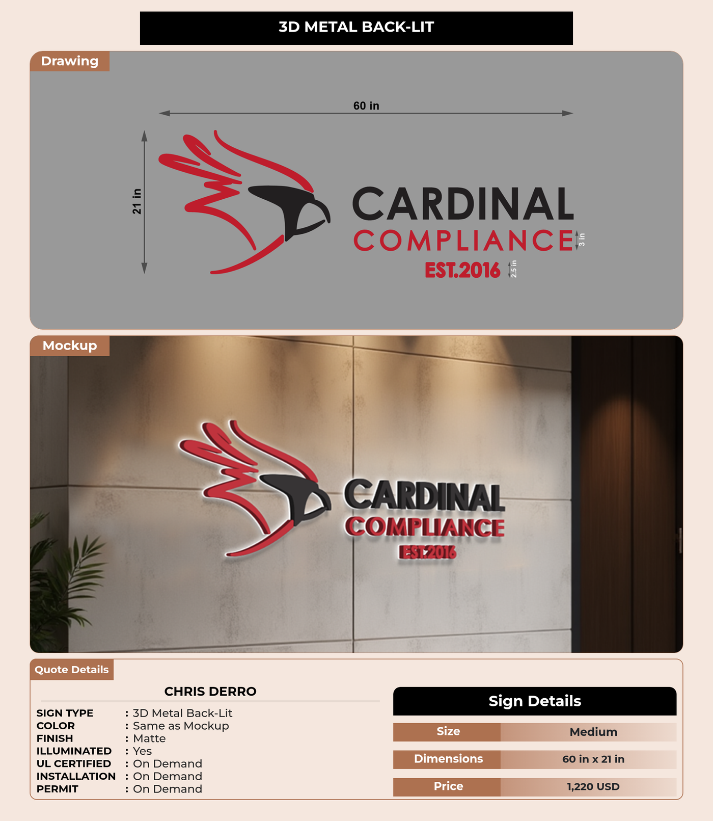 CUSTOM MOCKUP SIGN FOR Chris Derro