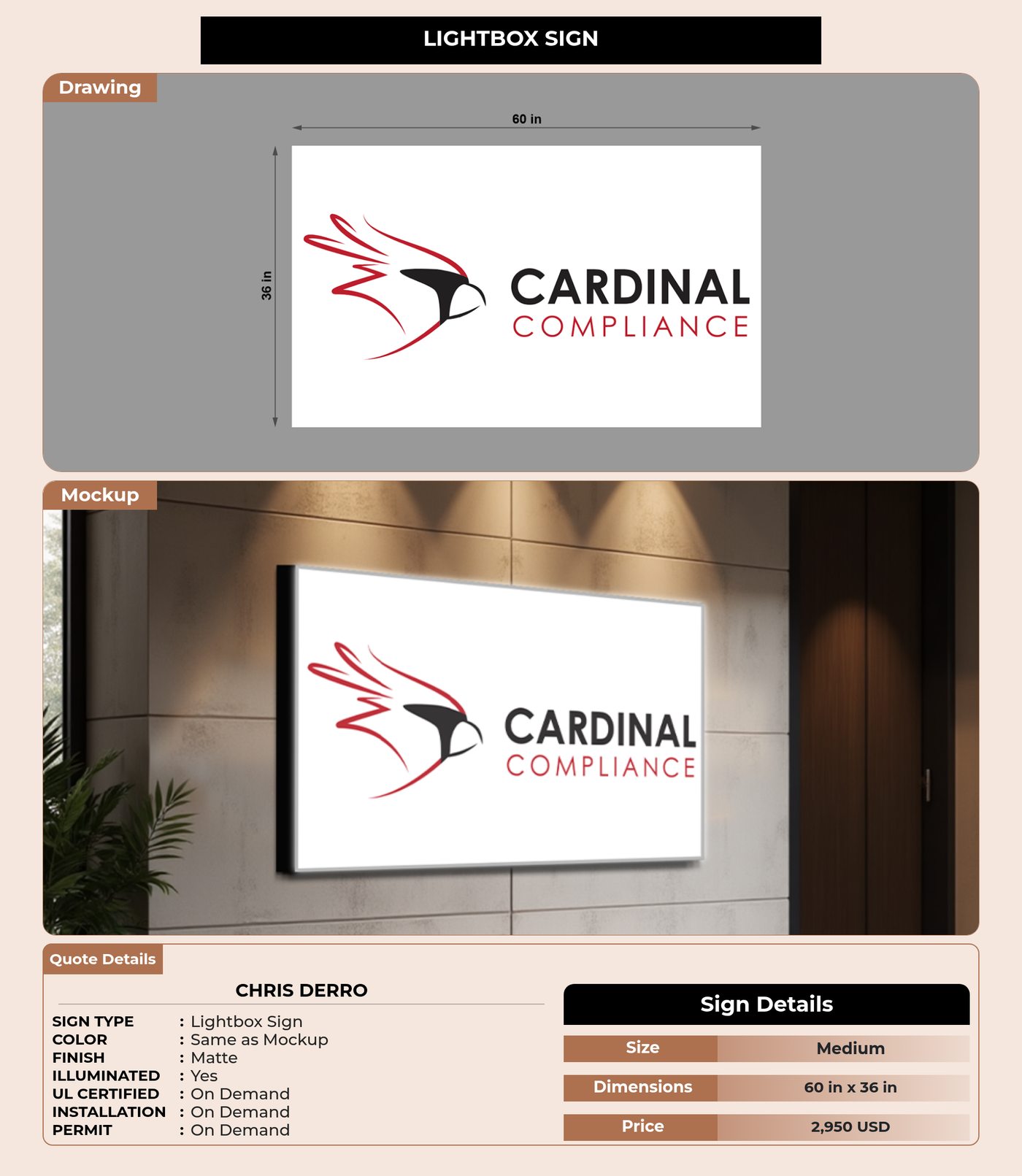CUSTOM MOCKUP SIGN FOR Chris Derro