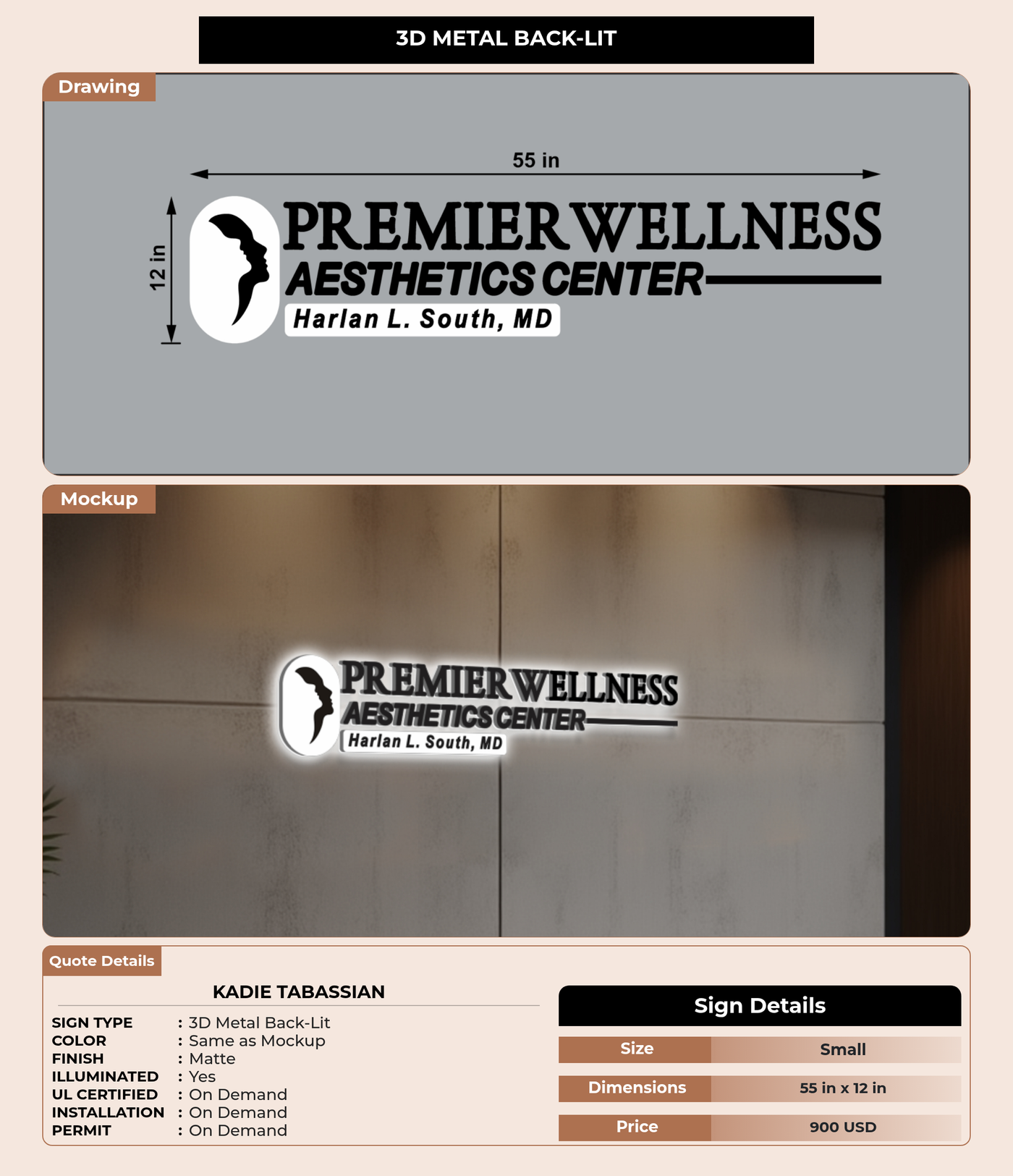 CUSTOM MOCKUP SIGN FOR Kadie Tabassian