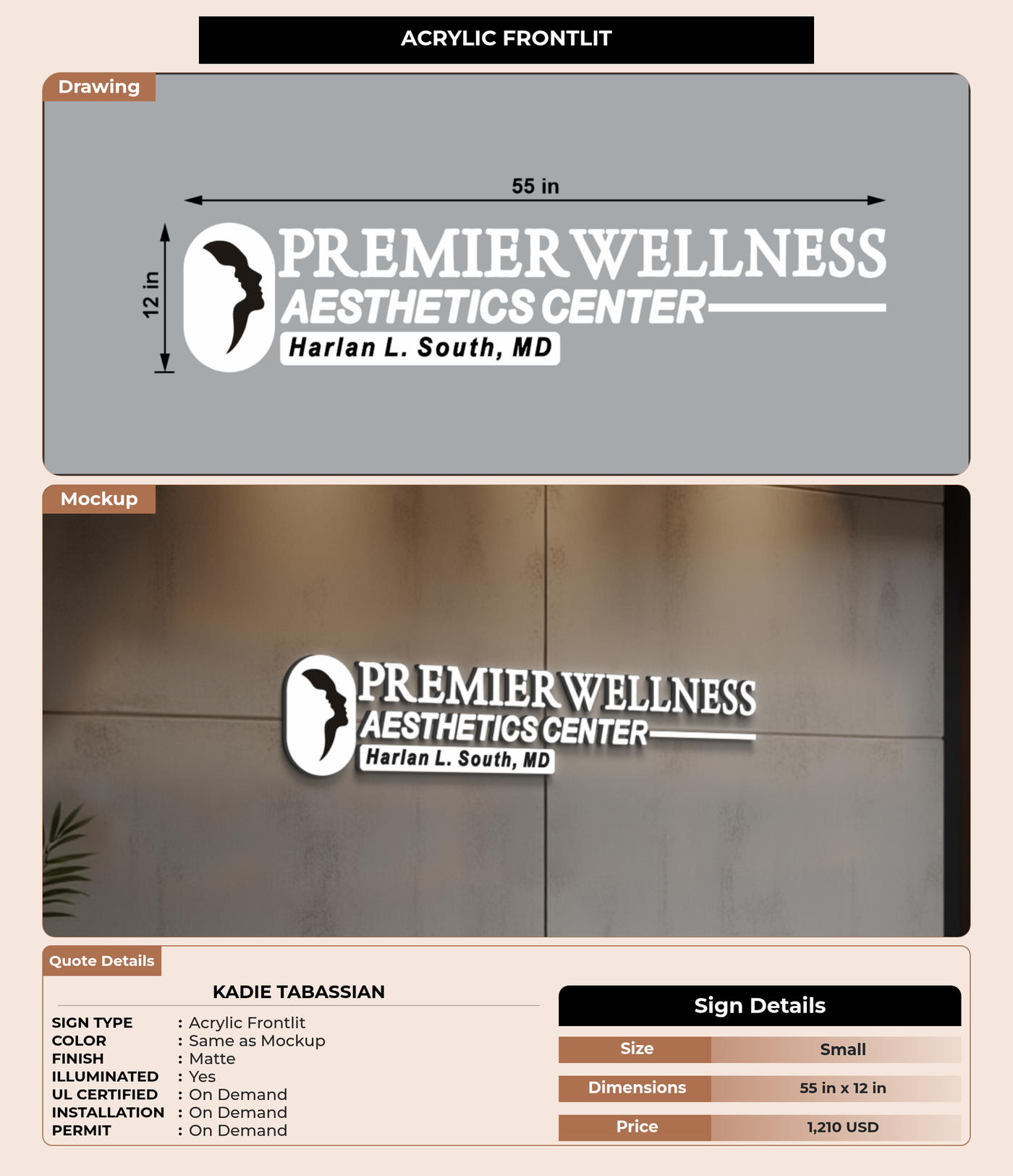 CUSTOM MOCKUP SIGN FOR Kadie Tabassian