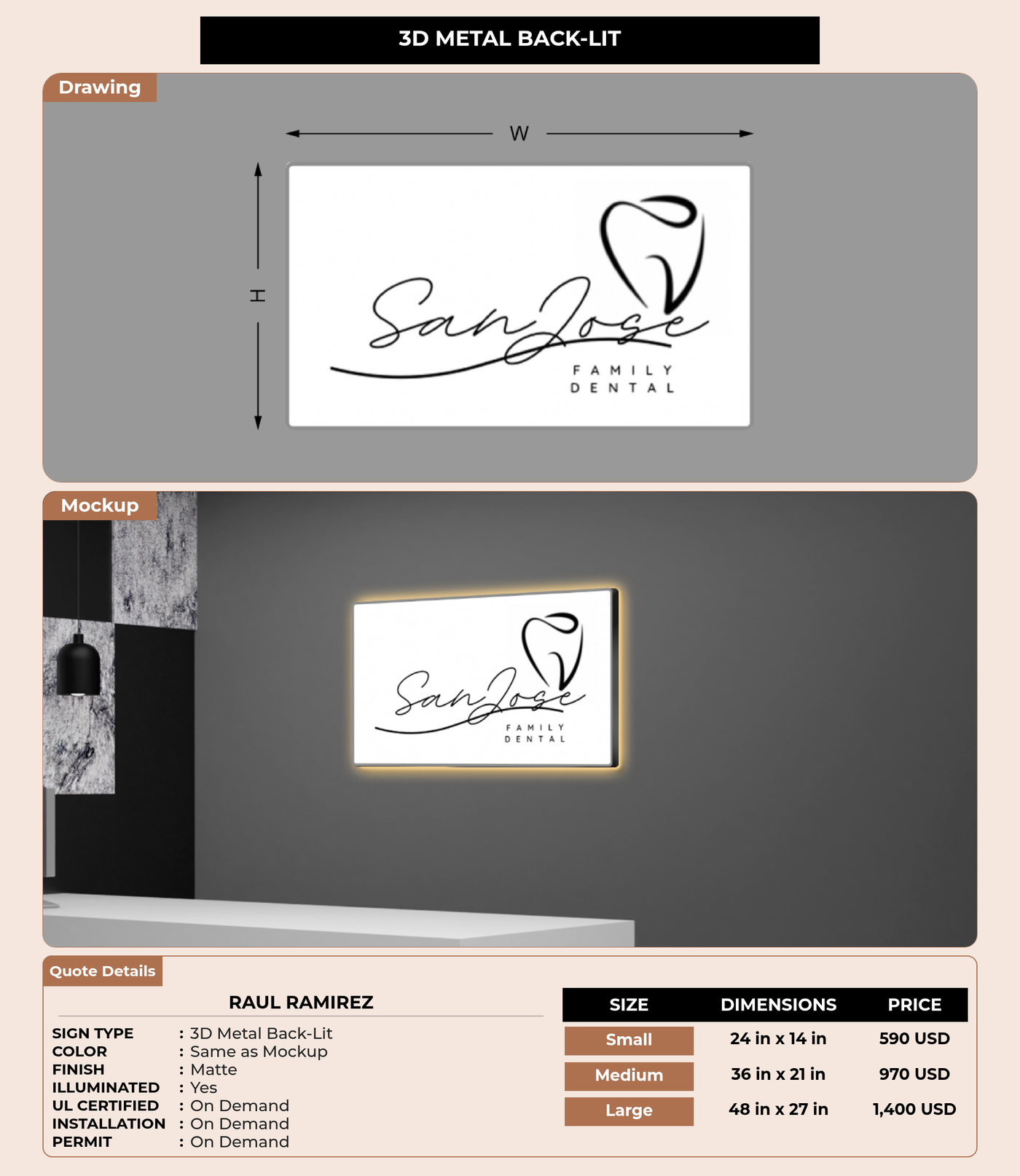 CUSTOM MOCKUP SIGN FOR Raul  Ramirez