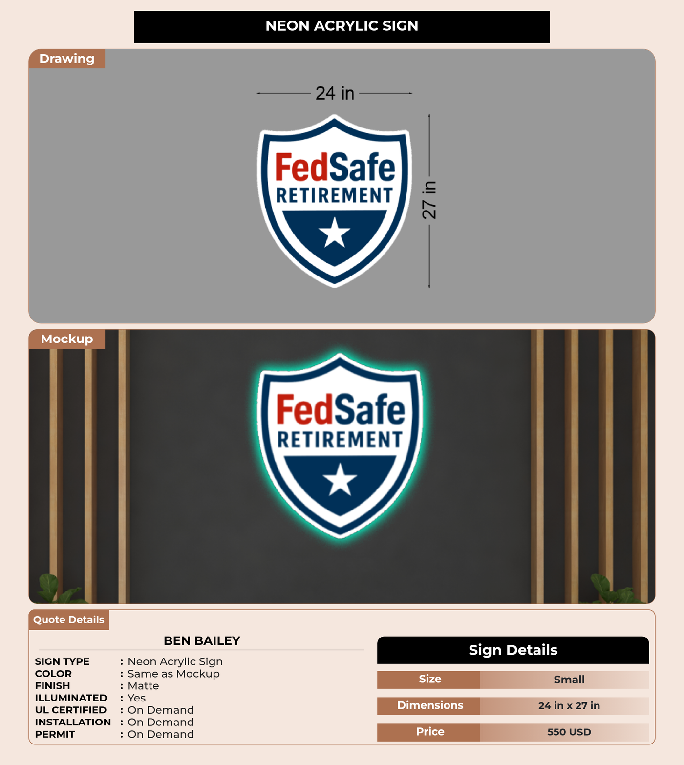 CUSTOM MOCKUP SIGN FOR Ben Bailey