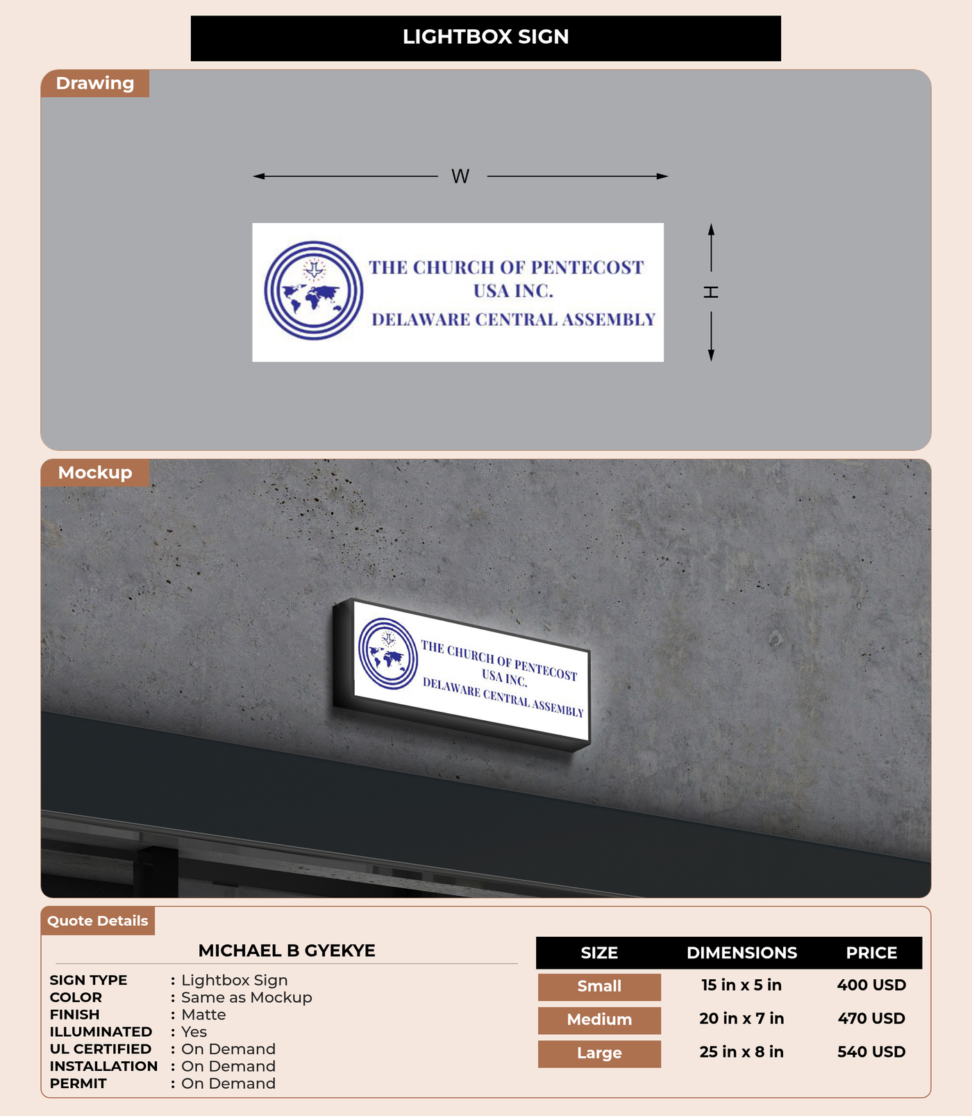 CUSTOM MOCKUP SIGN FOR Michael B Gyekye