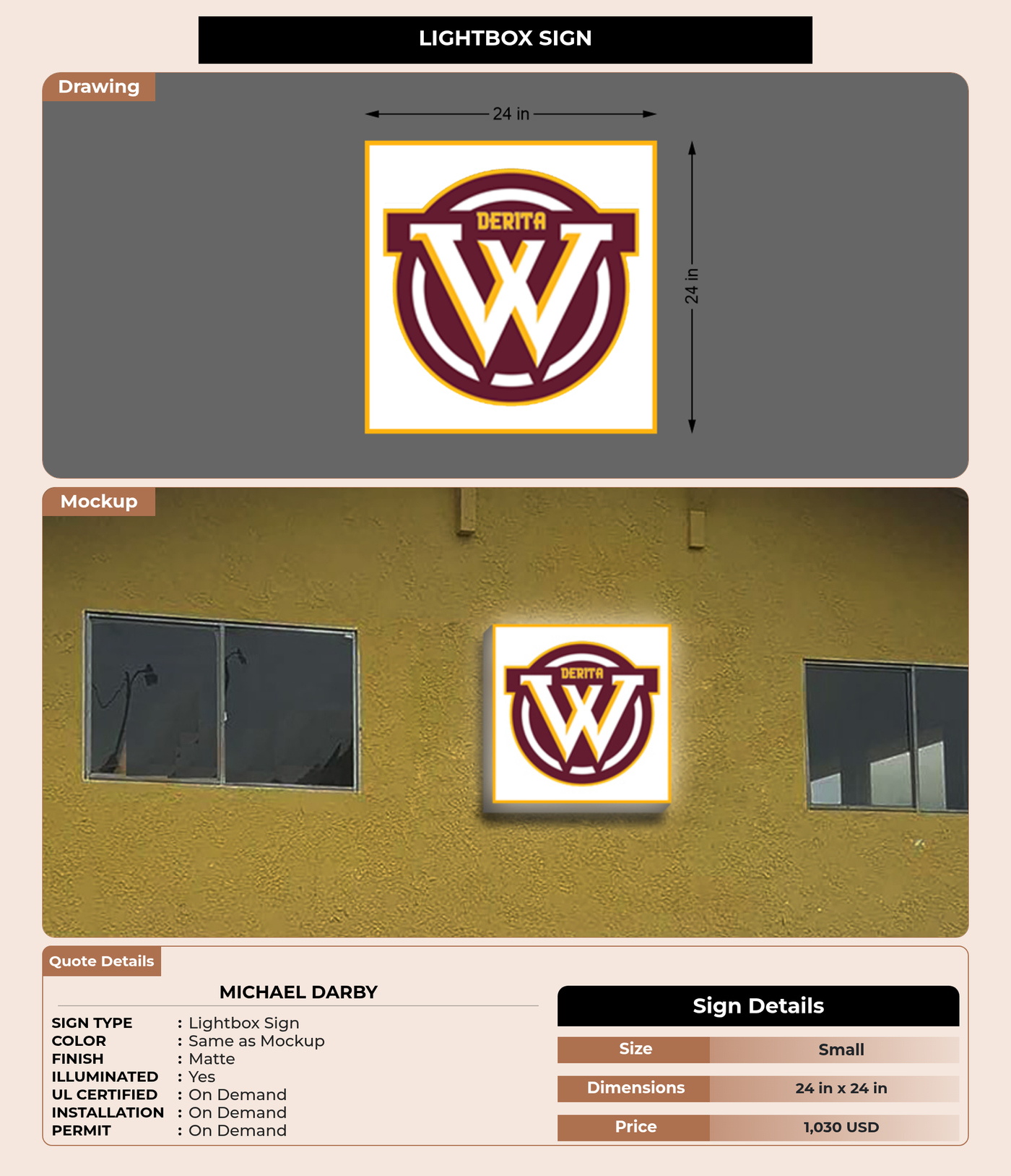 CUSTOM MOCKUP SIGN FOR Michael Darby