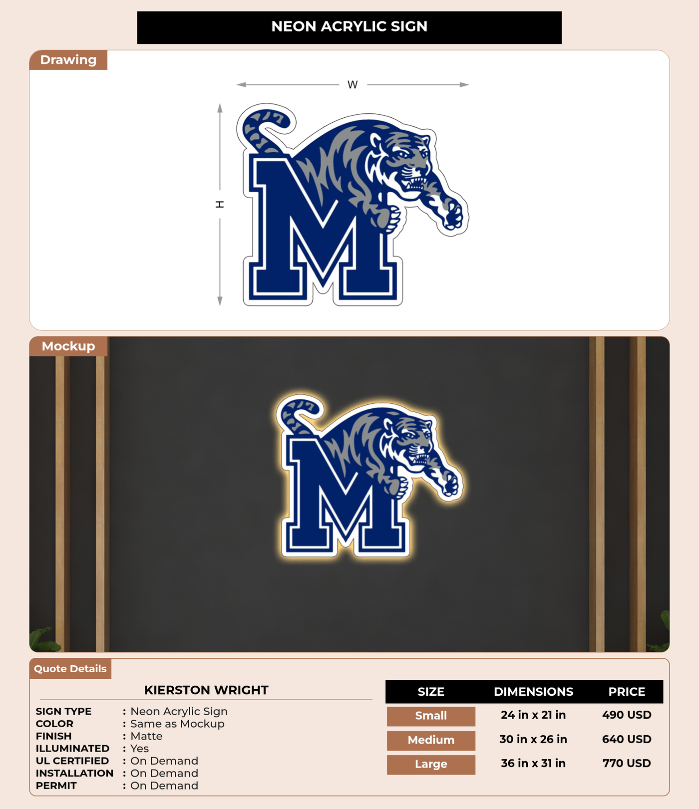 CUSTOM MOCKUP SIGN FOR Kierston Wright