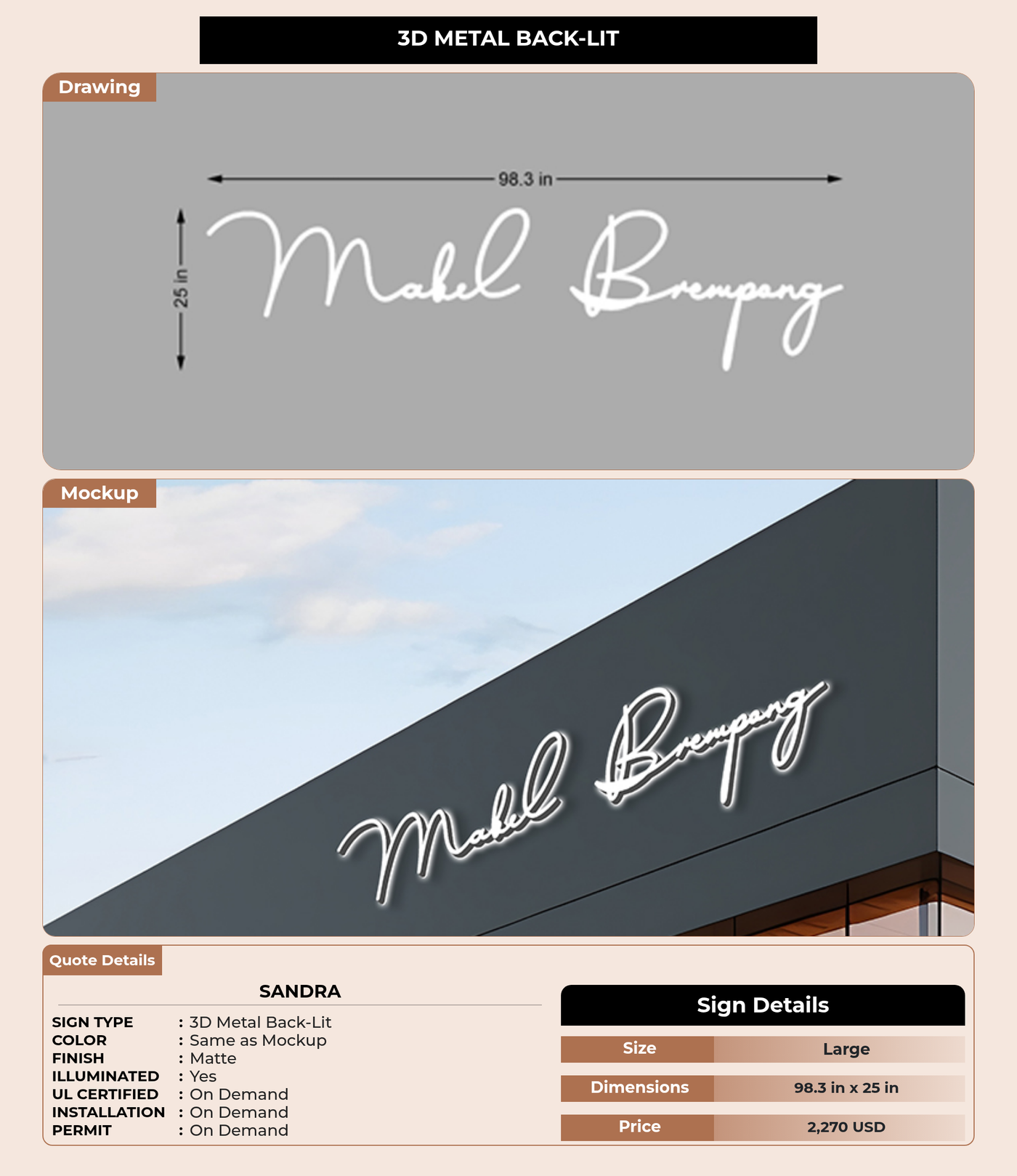 CUSTOM MOCKUP SIGN FOR Sandra