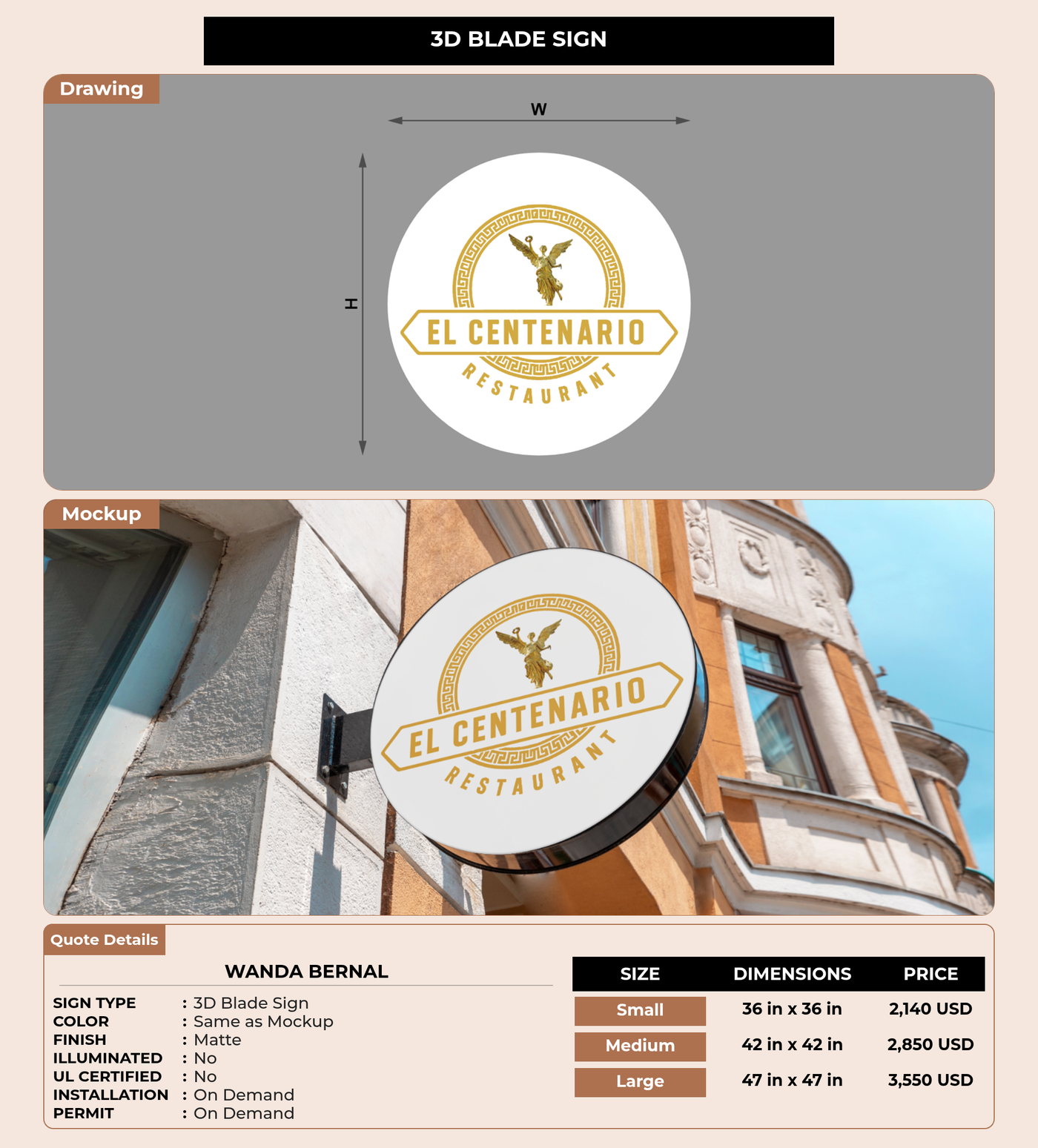 CUSTOM MOCKUP SIGN FOR Wanda Bernal