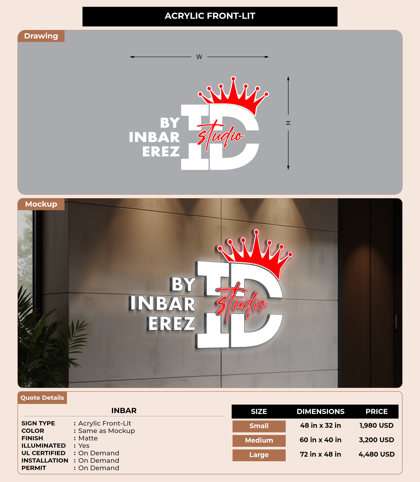 CUSTOM MOCKUP SIGN FOR Inbar