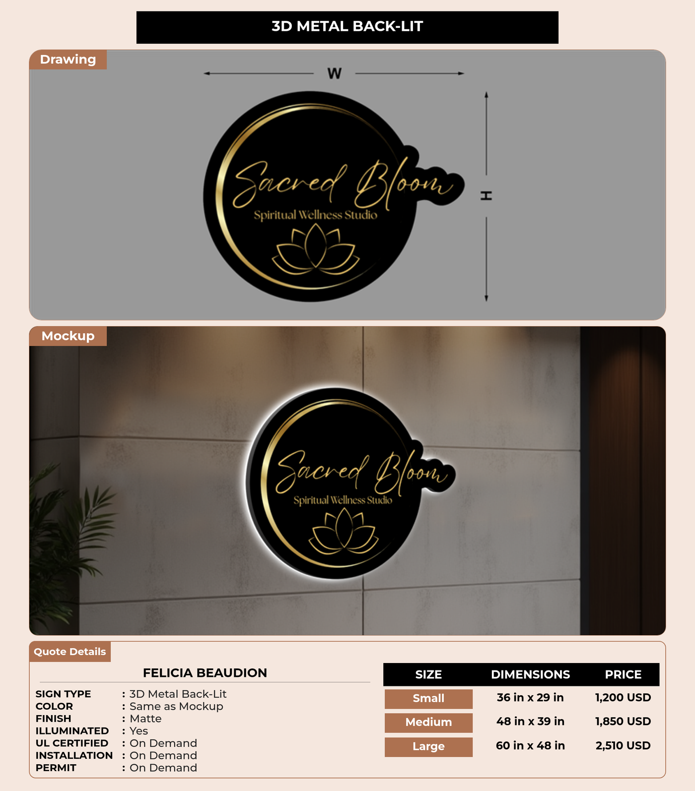 CUSTOM MOCKUP SIGN FOR Felicia Beaudion