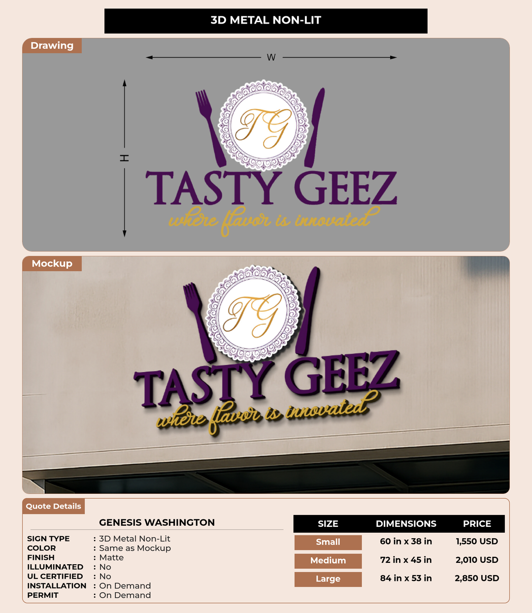 CUSTOM MOCKUP SIGN FOR Genesis Washington