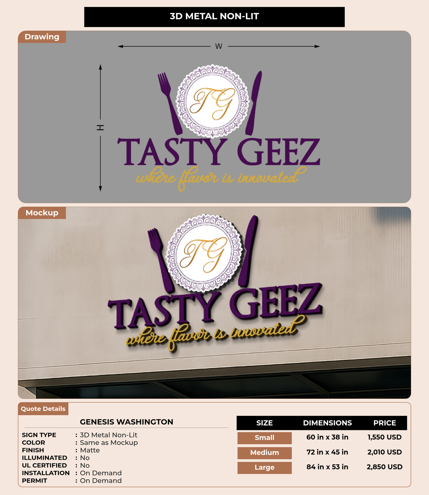 CUSTOM MOCKUP SIGN FOR Genesis Washington