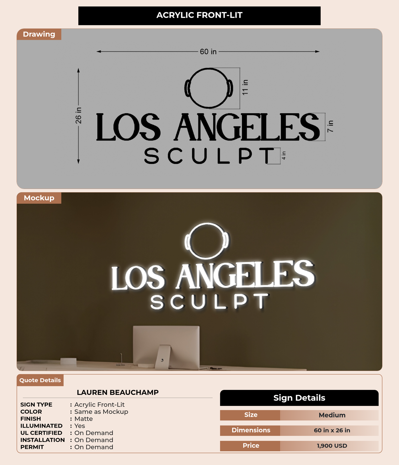 CUSTOM MOCKUP SIGN FOR Lauren Beauchamp