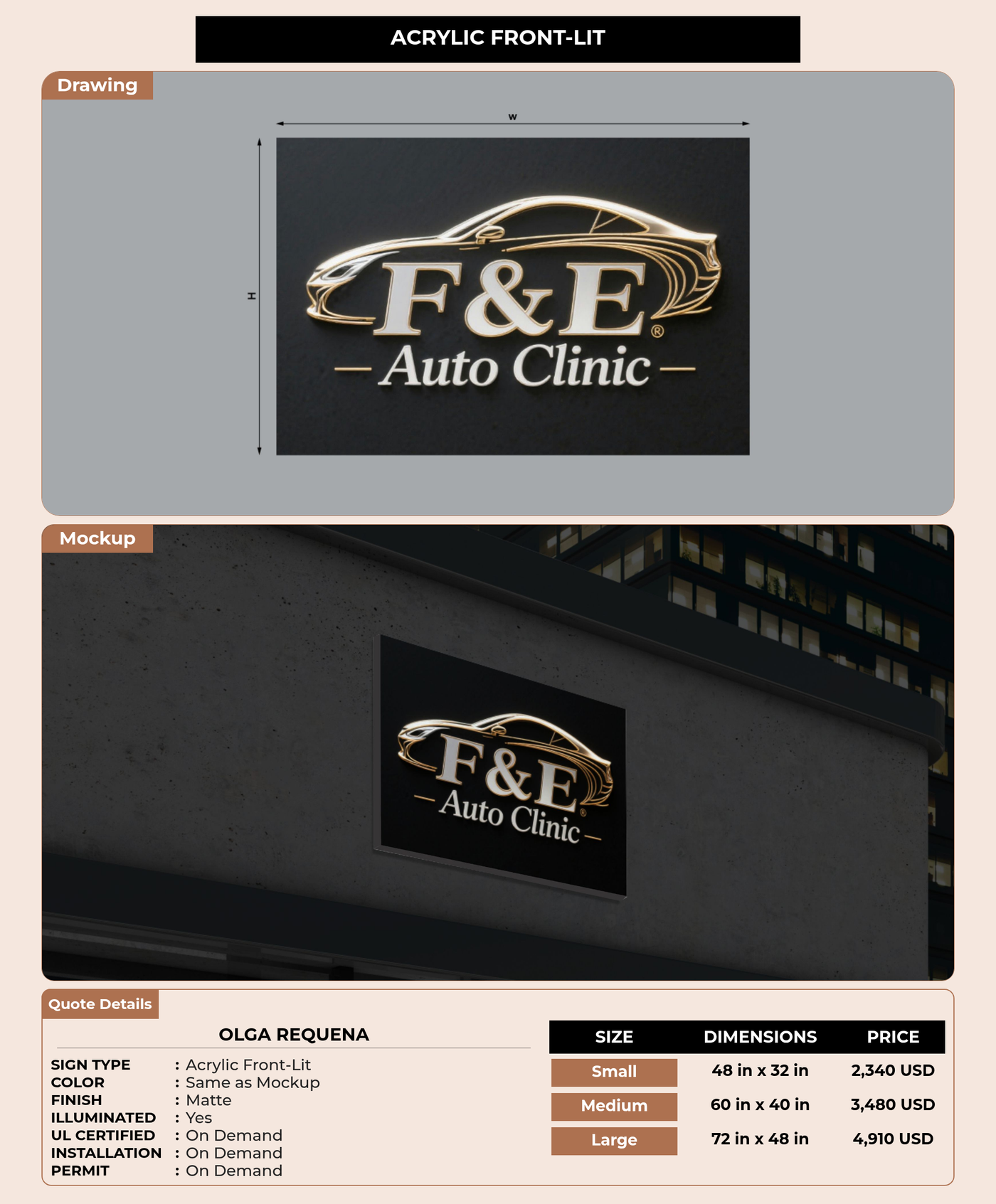CUSTOM MOCKUP SIGN FOR Olga Requena