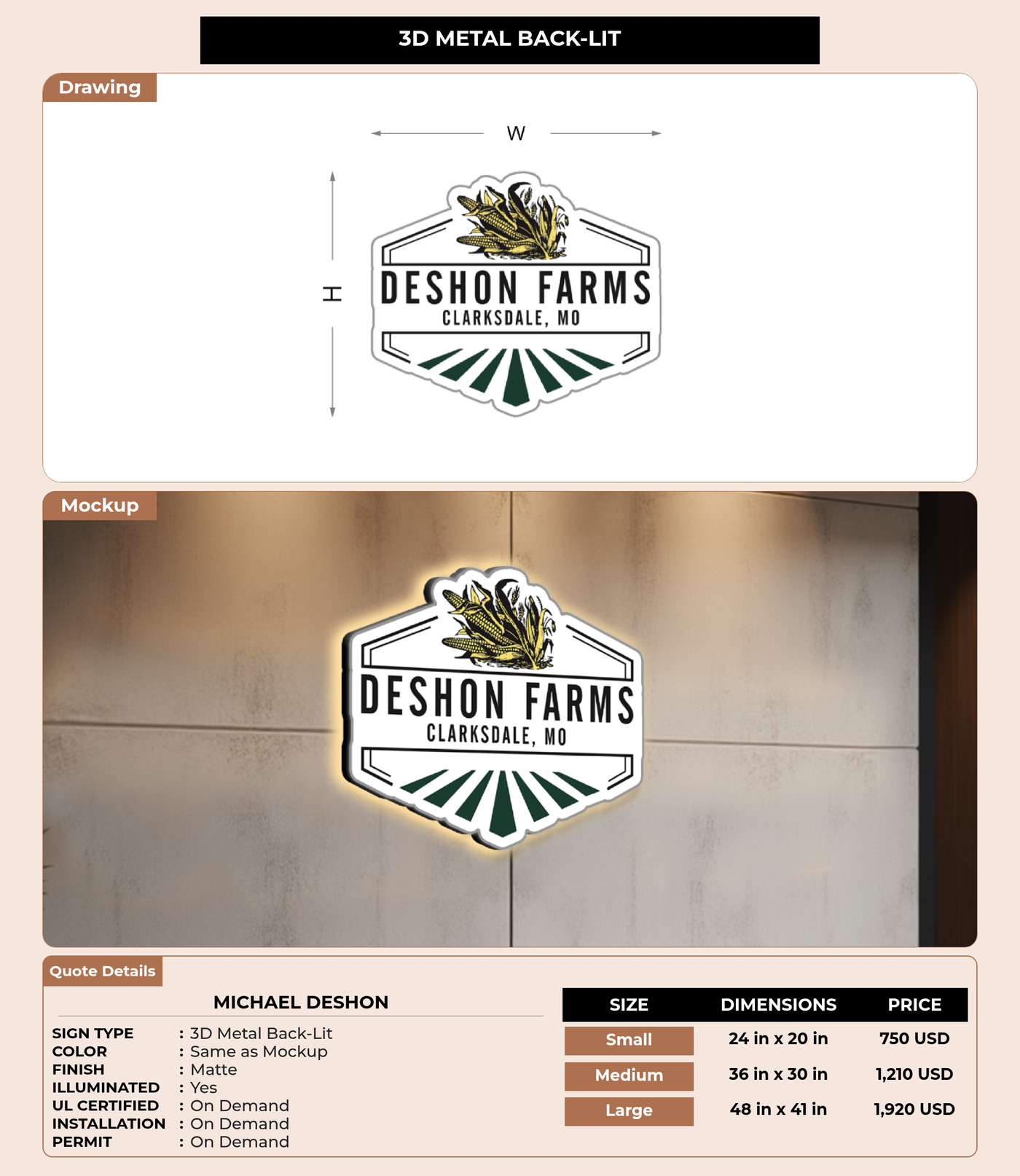 CUSTOM MOCKUP SIGN FOR Michael DeShon