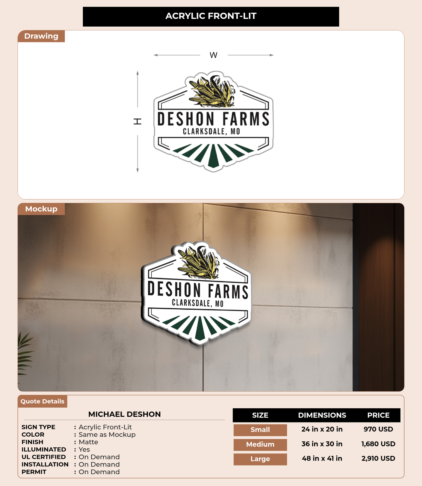 CUSTOM MOCKUP SIGN FOR Michael DeShon