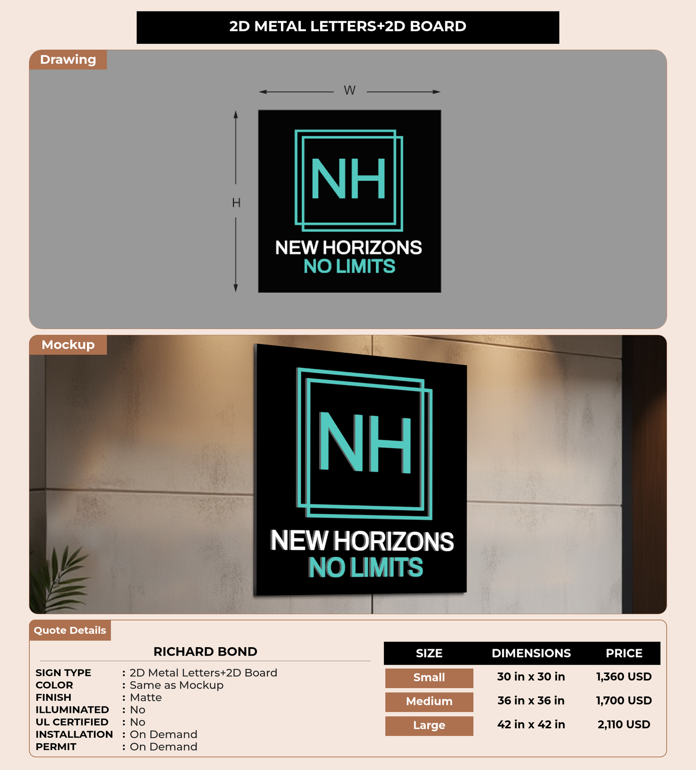 CUSTOM MOCKUP SIGN FOR Richard Bond