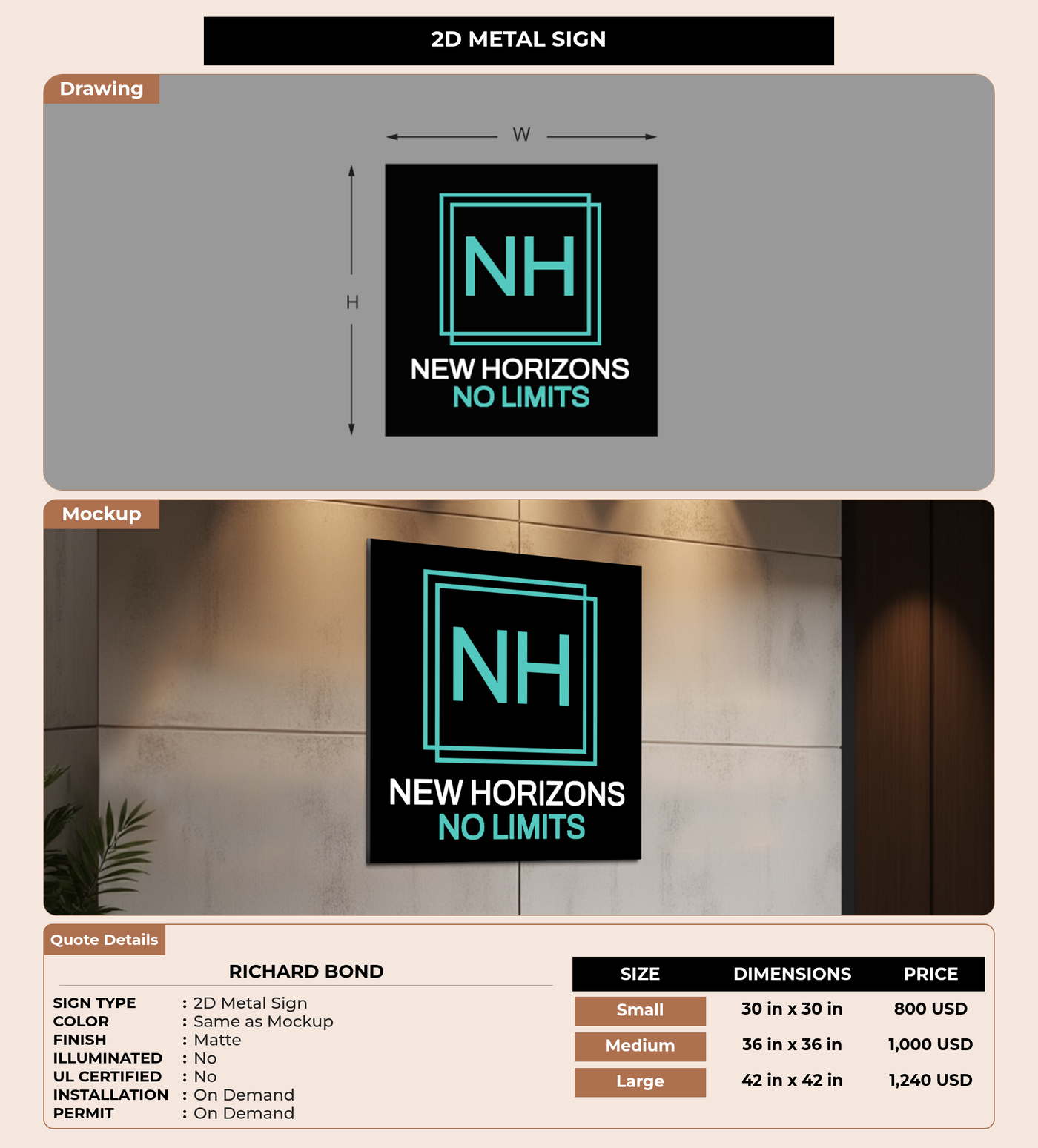 CUSTOM MOCKUP SIGN FOR Richard Bond