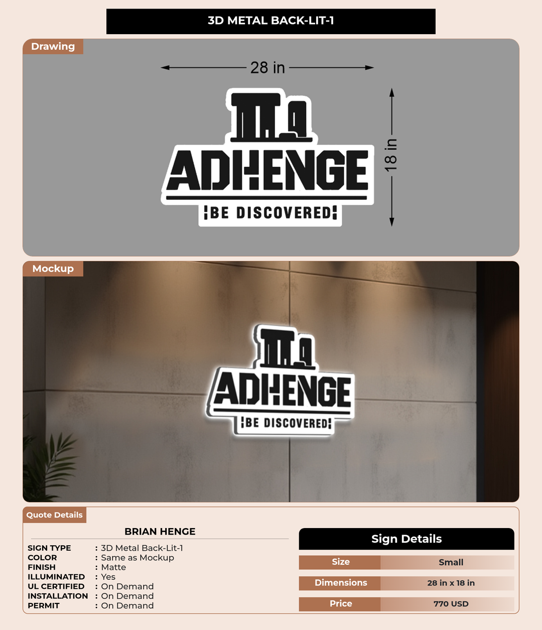 CUSTOM MOCKUP SIGN FOR Brian henge