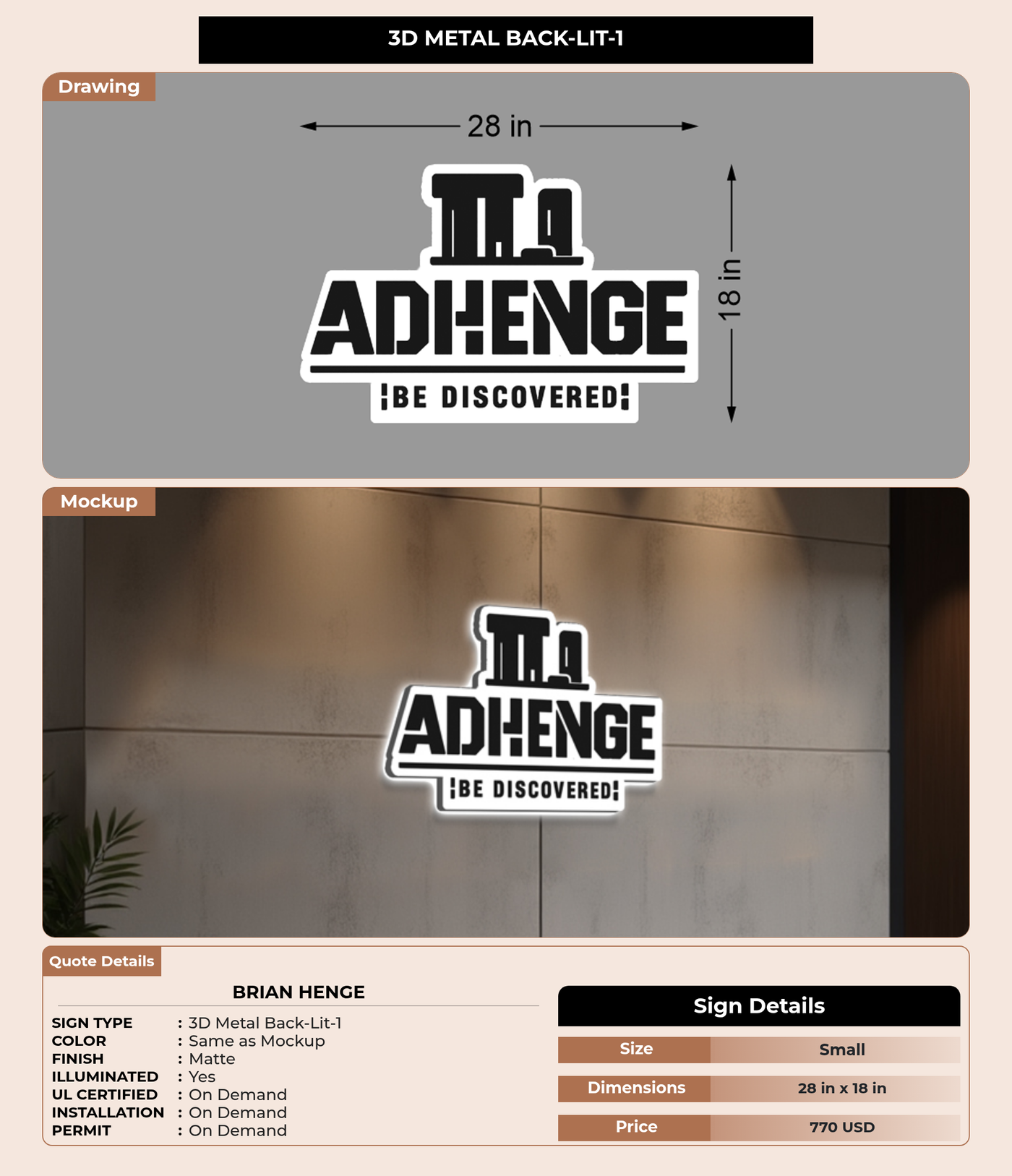 CUSTOM MOCKUP SIGN FOR Brian henge