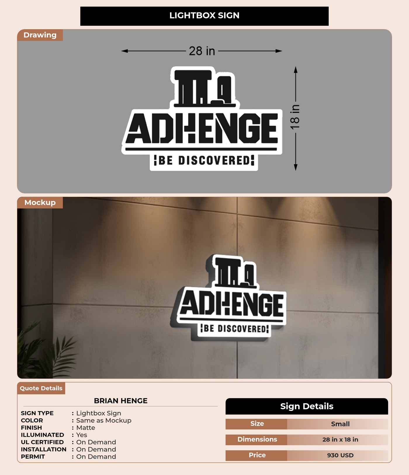 CUSTOM MOCKUP SIGN FOR Brian henge