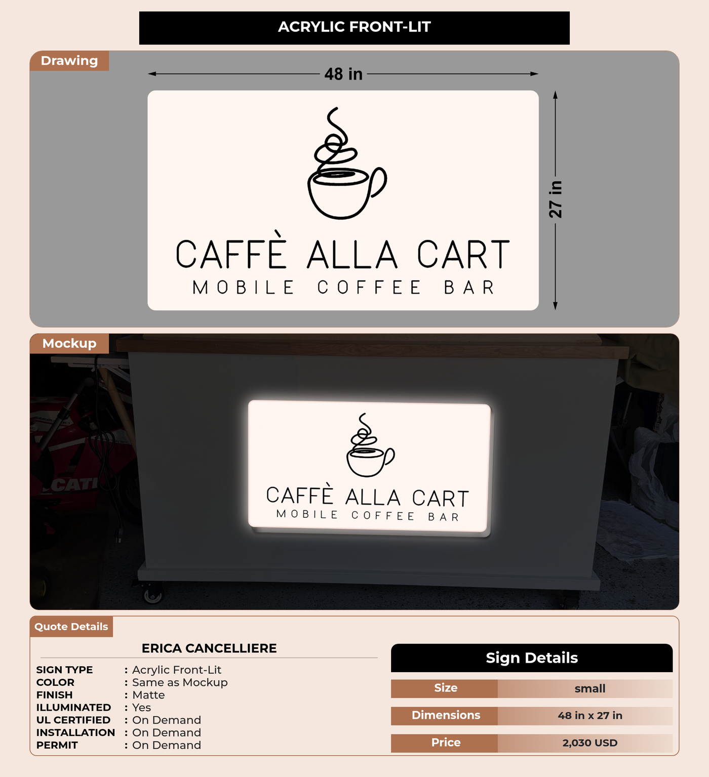 CUSTOM MOCKUP SIGN FOR Erica Cancelliere