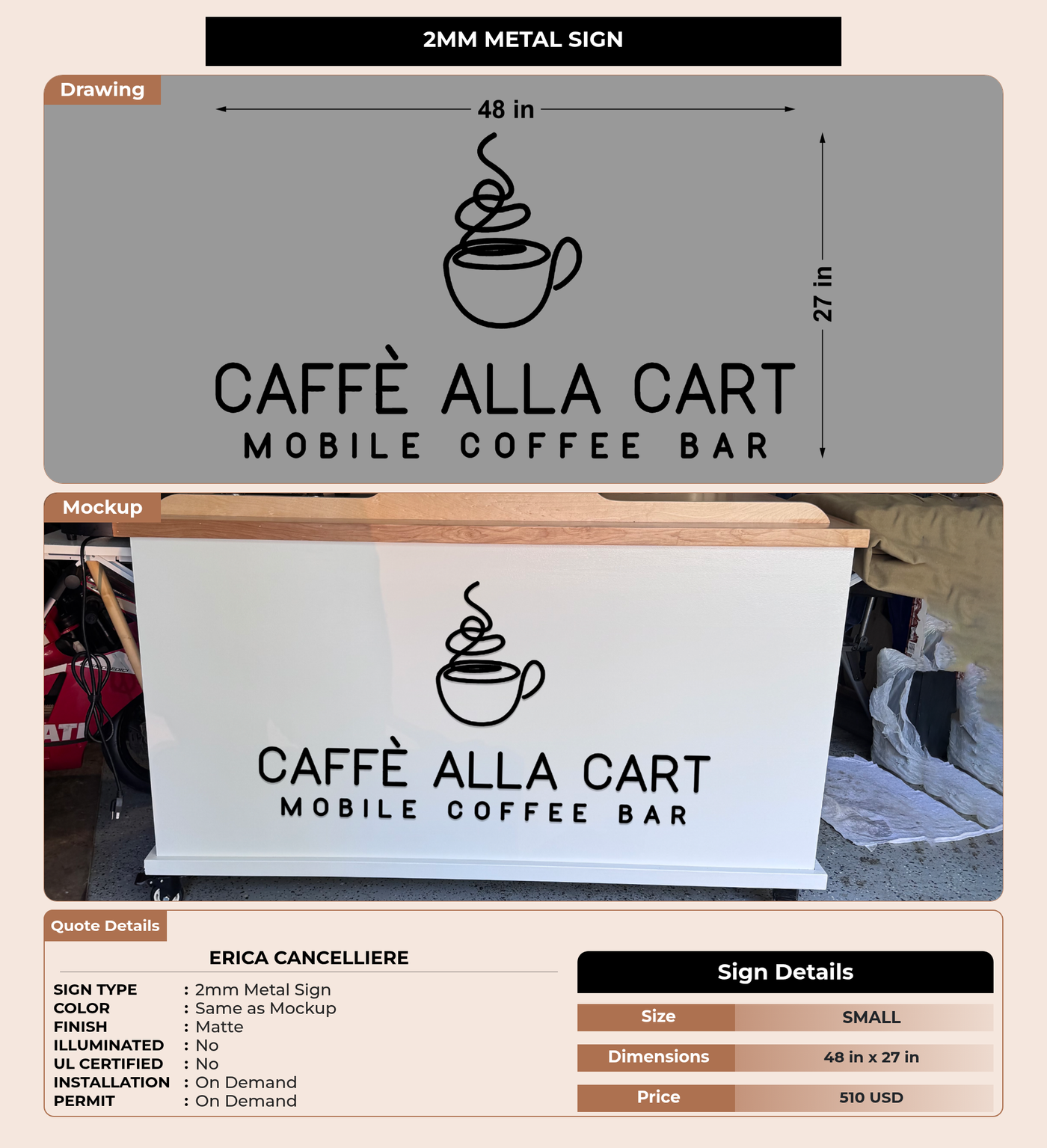 CUSTOM MOCKUP SIGN FOR Erica Cancelliere