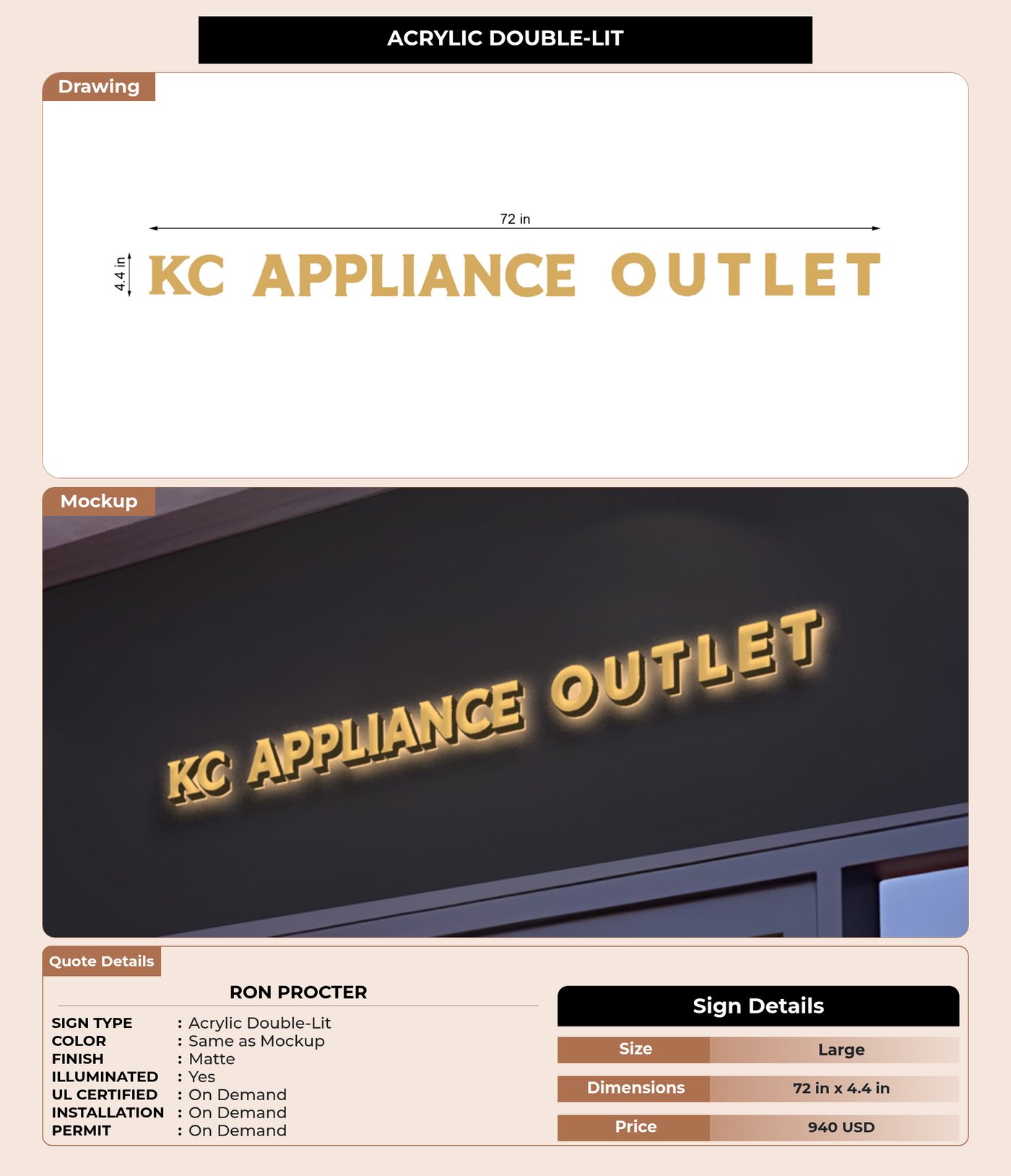 CUSTOM MOCKUP SIGN FOR ron procter