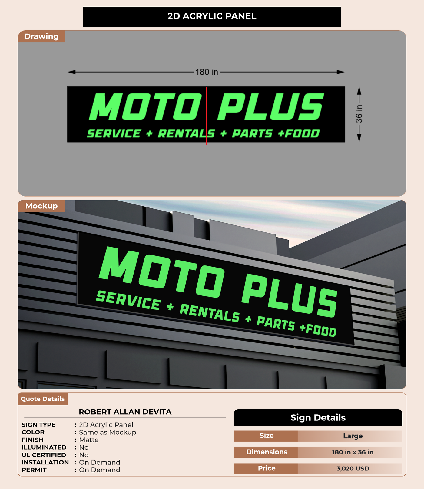 CUSTOM MOCKUP SIGN FOR Robert Allan Devita