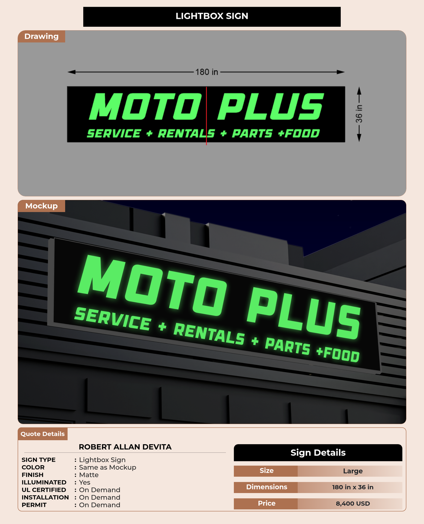 CUSTOM MOCKUP SIGN FOR Robert Allan Devita
