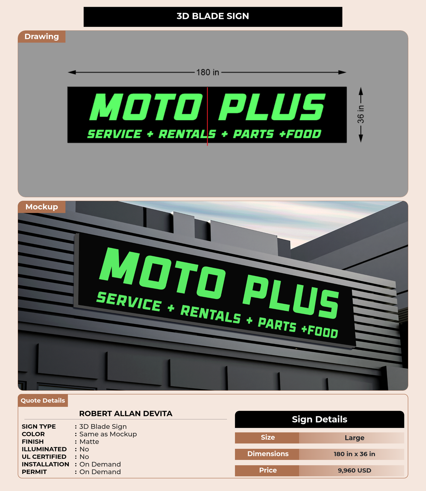 CUSTOM MOCKUP SIGN FOR Robert Allan Devita