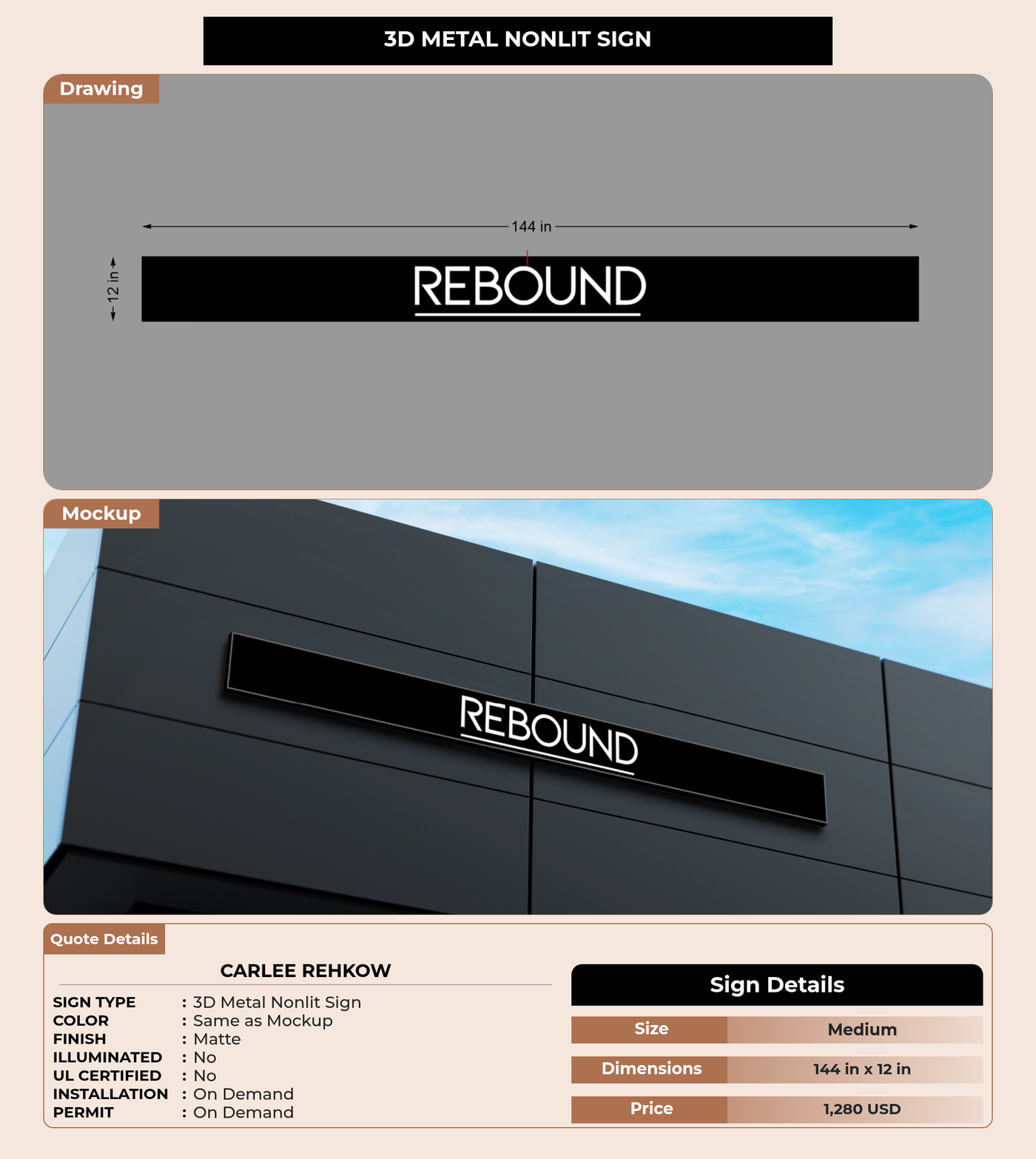 CUSTOM MOCKUP SIGN FOR Carlee Rehkow