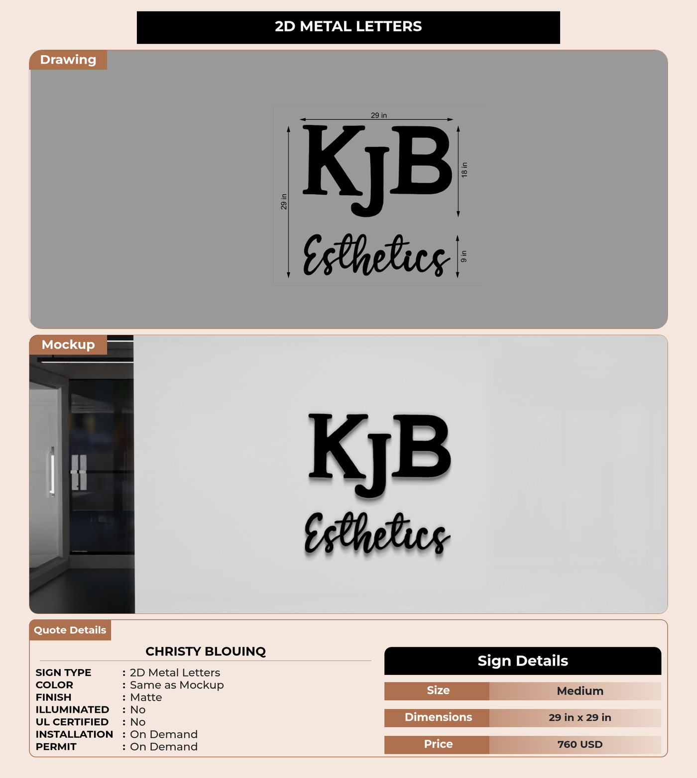 CUSTOM MOCKUP SIGN FOR Christy Blouinq