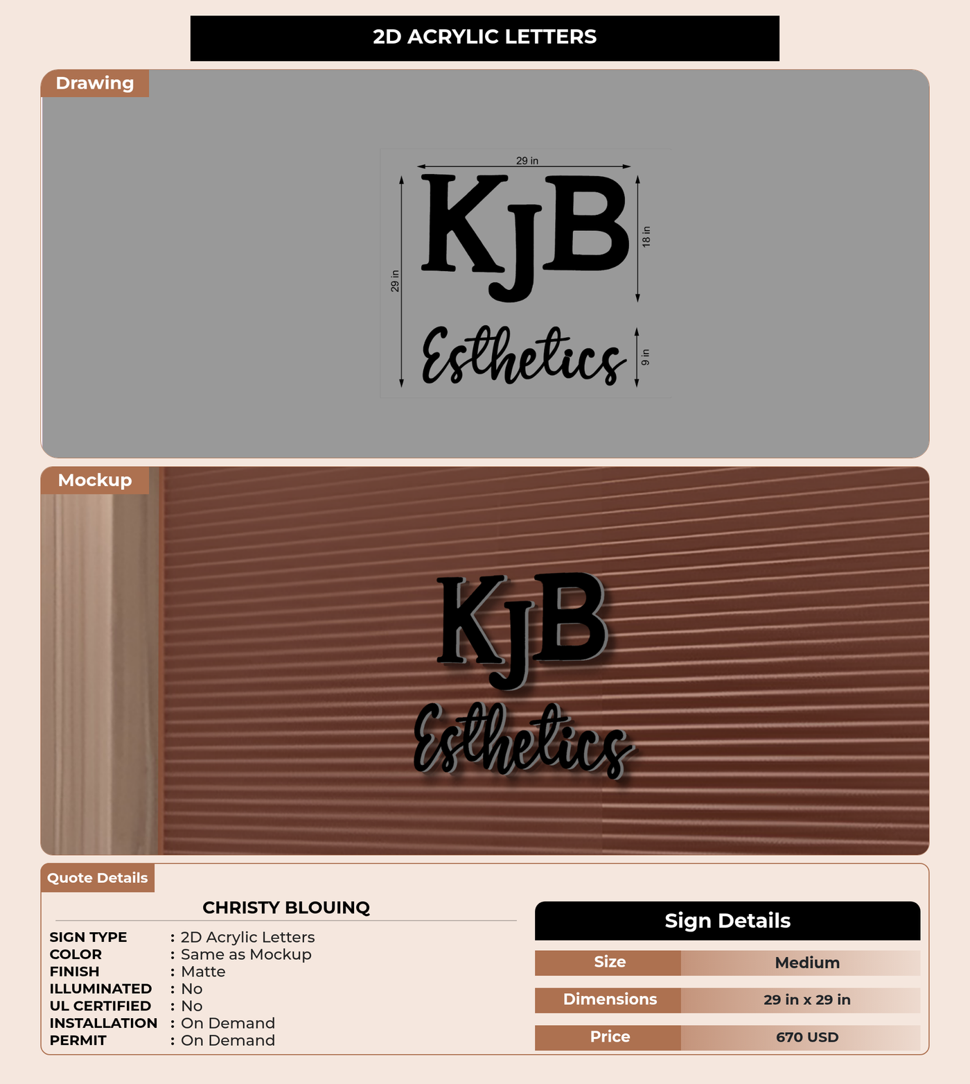 CUSTOM MOCKUP SIGN FOR Christy Blouinq