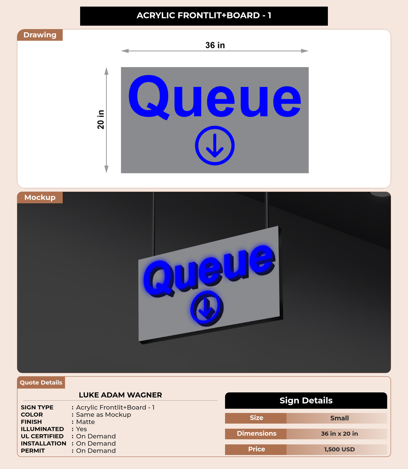 CUSTOM MOCKUP SIGN FOR Luke Adam Wagner
