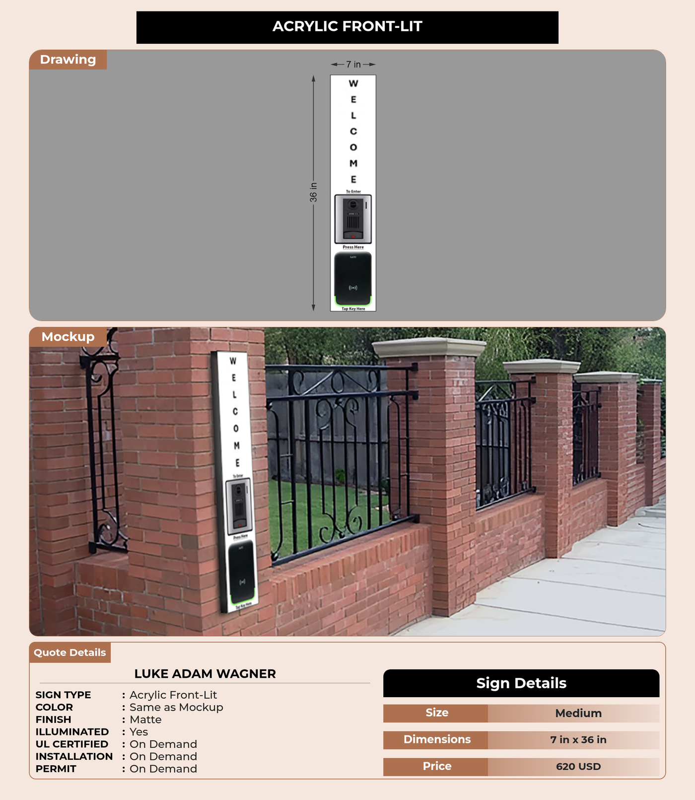 CUSTOM MOCKUP SIGN FOR Luke Adam Wagner