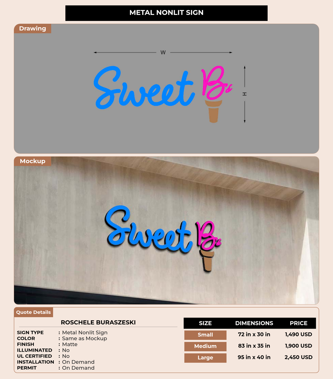 CUSTOM MOCKUP SIGN FOR Roschele Buraszeski
