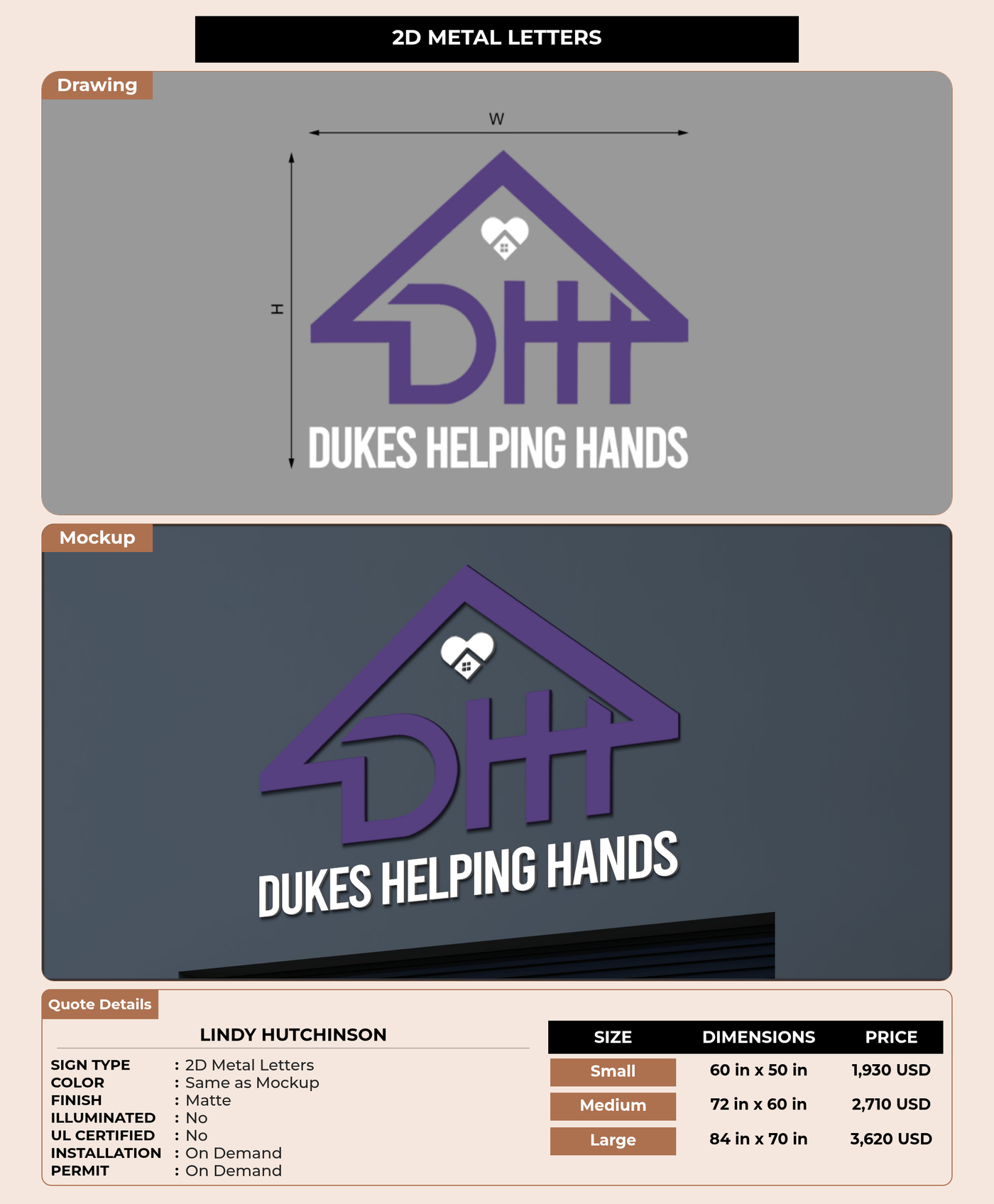 CUSTOM MOCKUP SIGN FOR Lindy Hutchinson
