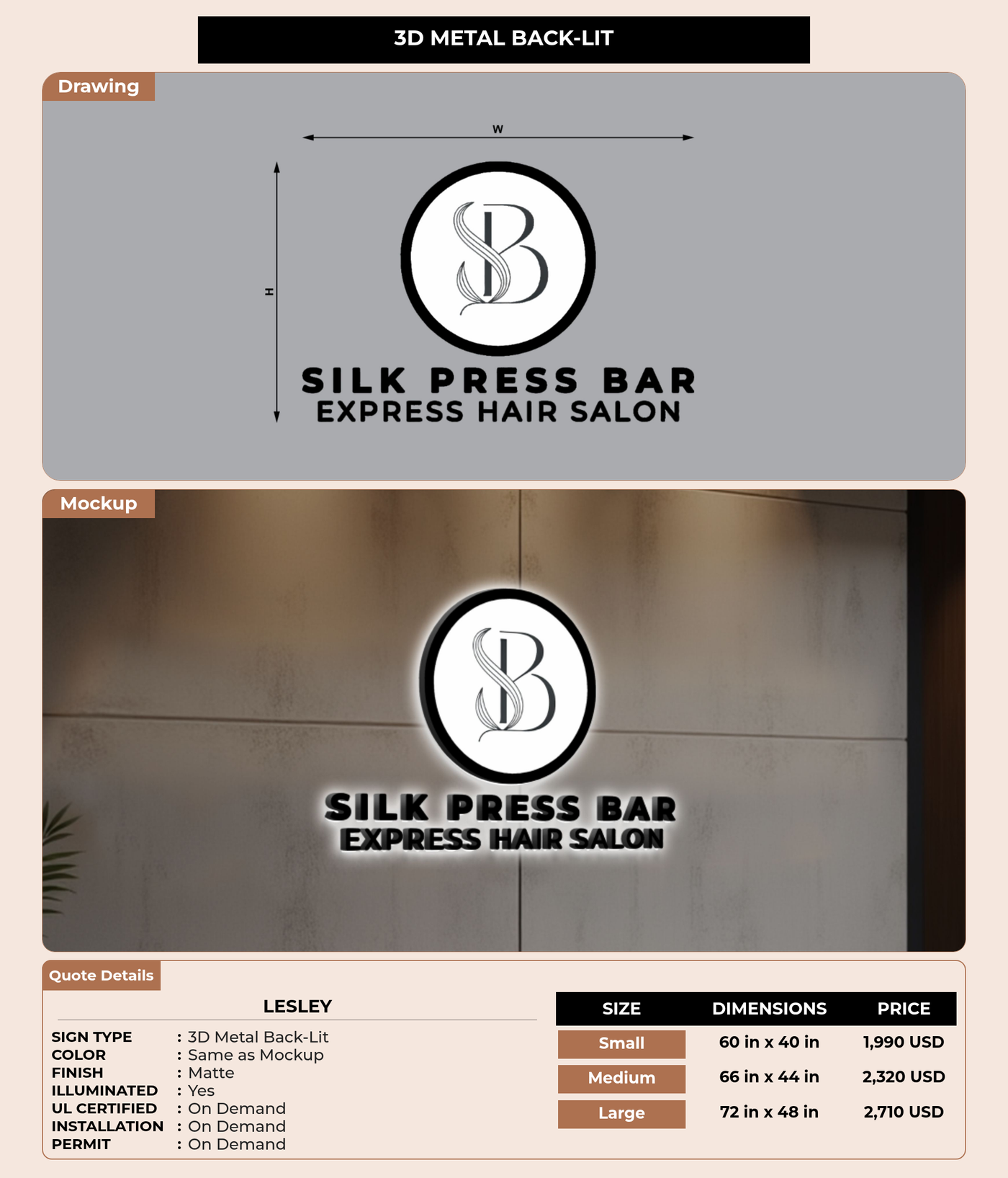 CUSTOM MOCKUP SIGN FOR Lesley