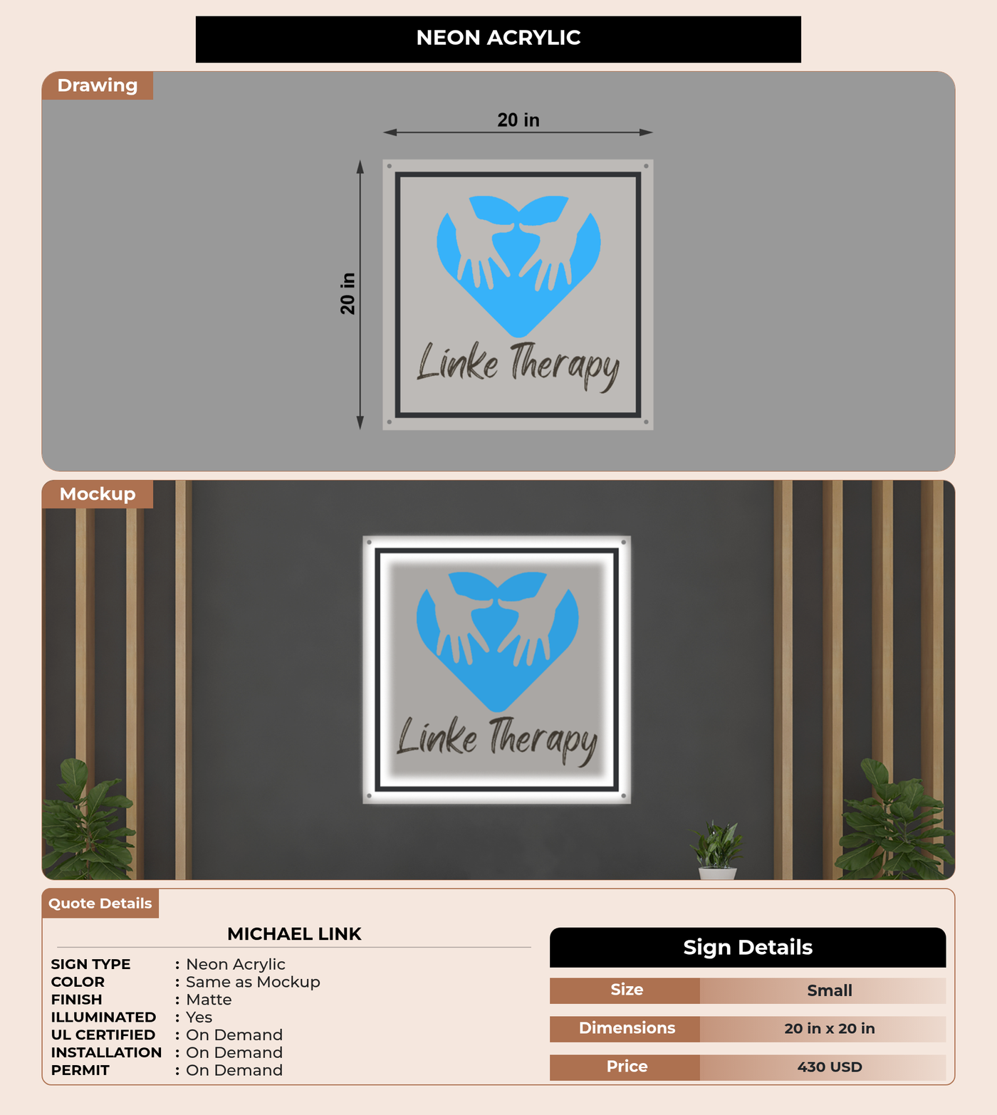 CUSTOM MOCKUP SIGN FOR Michael Link