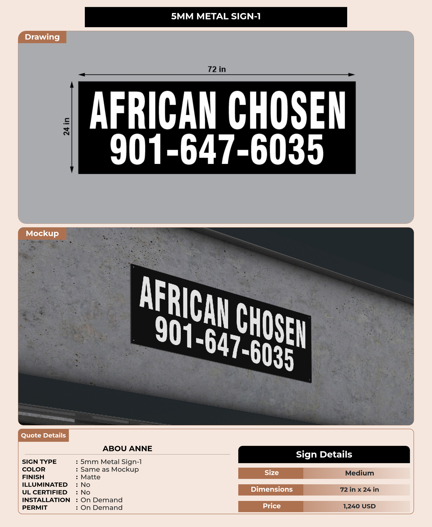 CUSTOM MOCKUP SIGN FOR Abou Anne