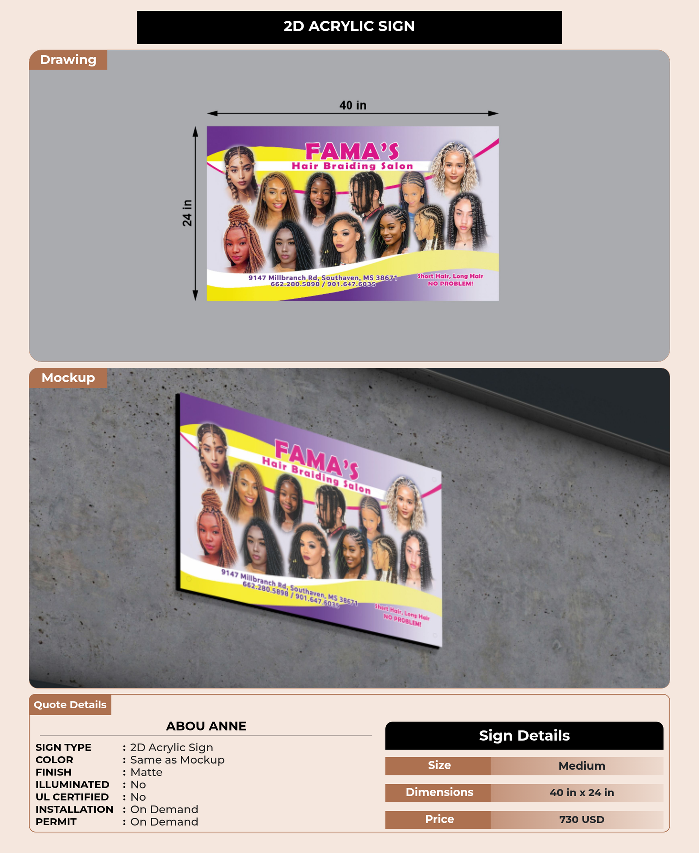 CUSTOM MOCKUP SIGN FOR Abou Anne